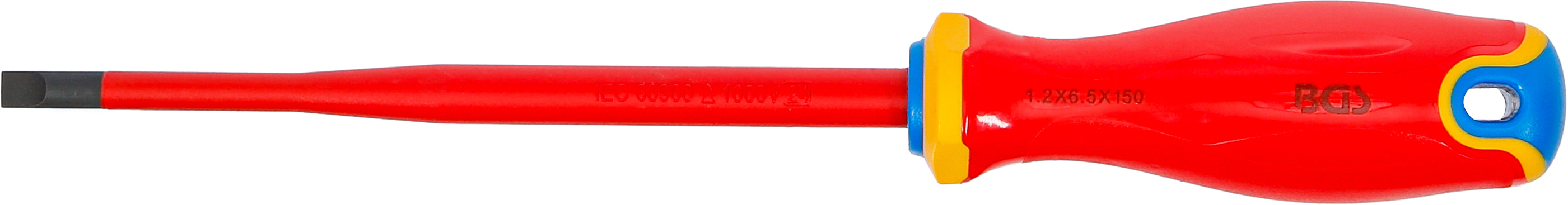 BGS VDE-Schraubendreher | extra dünne Spitze | Schlitz 6,5 mm