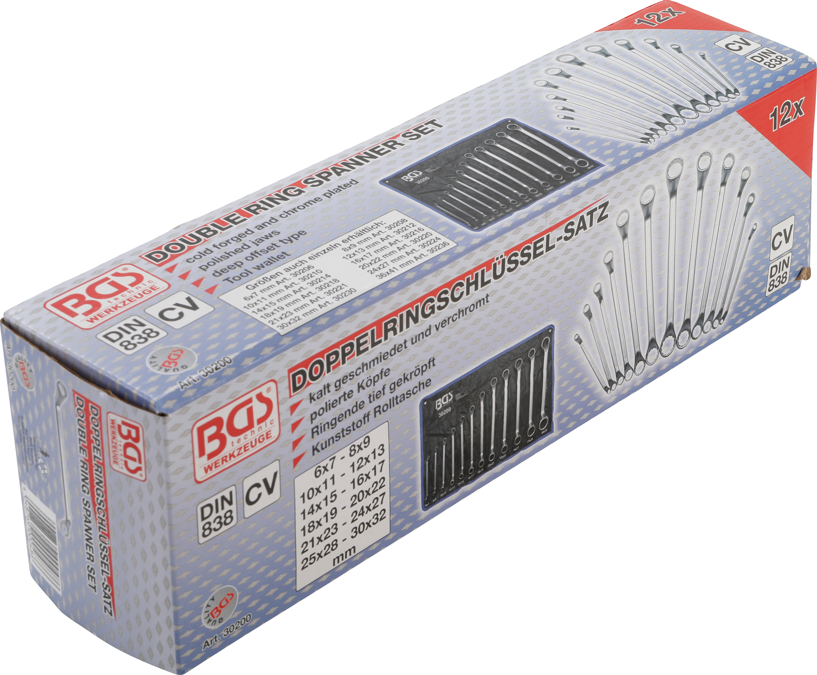 BGS Doppel-Ringschlüssel-Satz | tief gekröpft | SW 6 - 32 mm | 12-tlg.