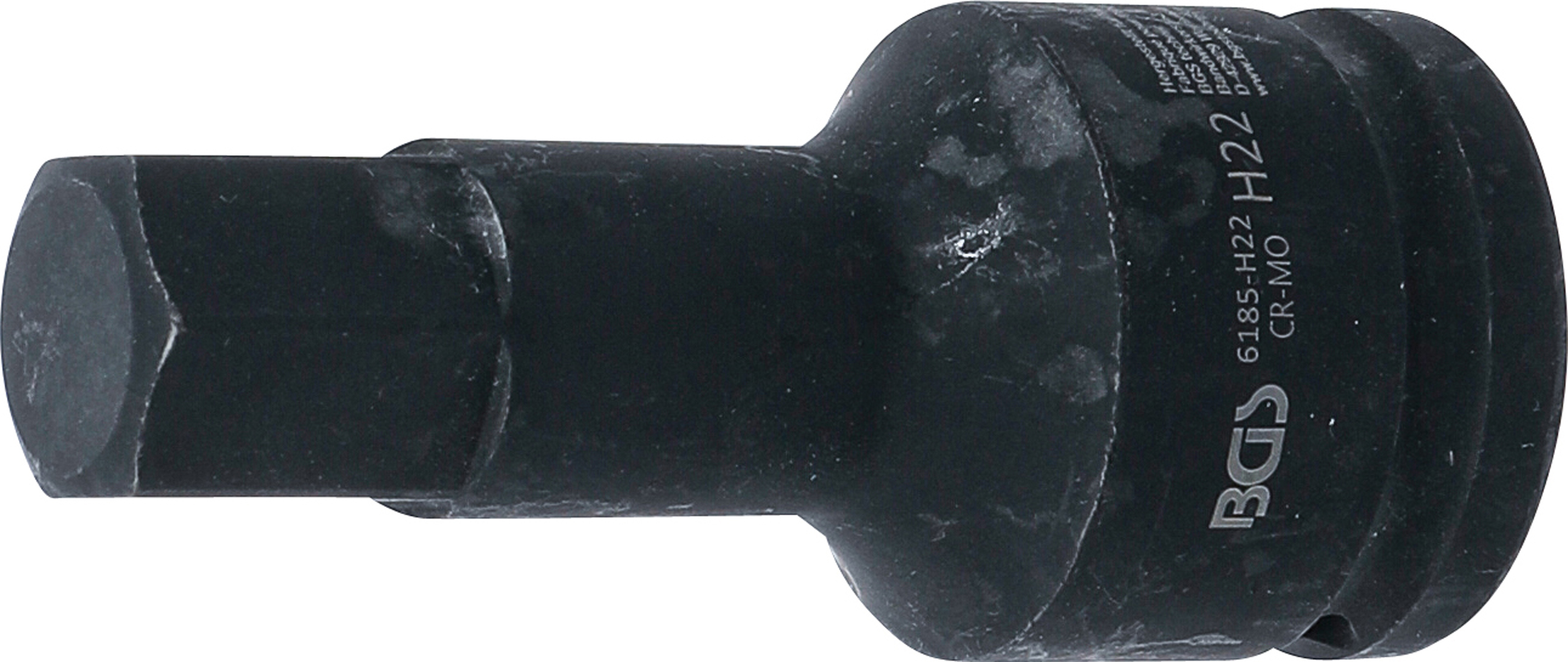 BGS Kraft-Bit-Einsatz | Länge 100 mm | Antrieb Innenvierkant 20 mm (3/4") | Innensechskant 22 mm