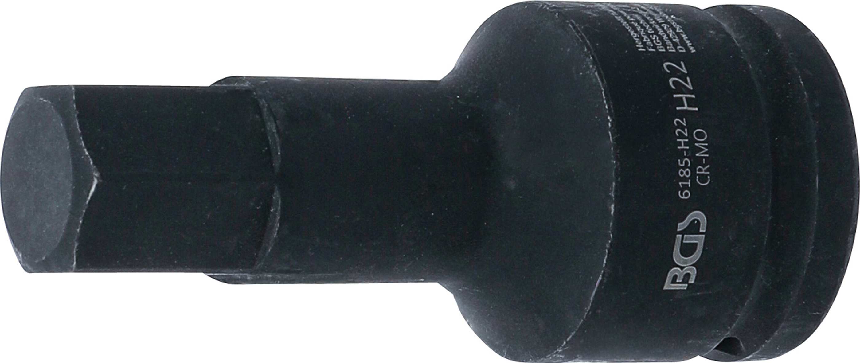 BGS Kraft-Bit-Einsatz | Länge 100 mm | Antrieb Innenvierkant 20 mm (3/4") | Innensechskant 22 mm