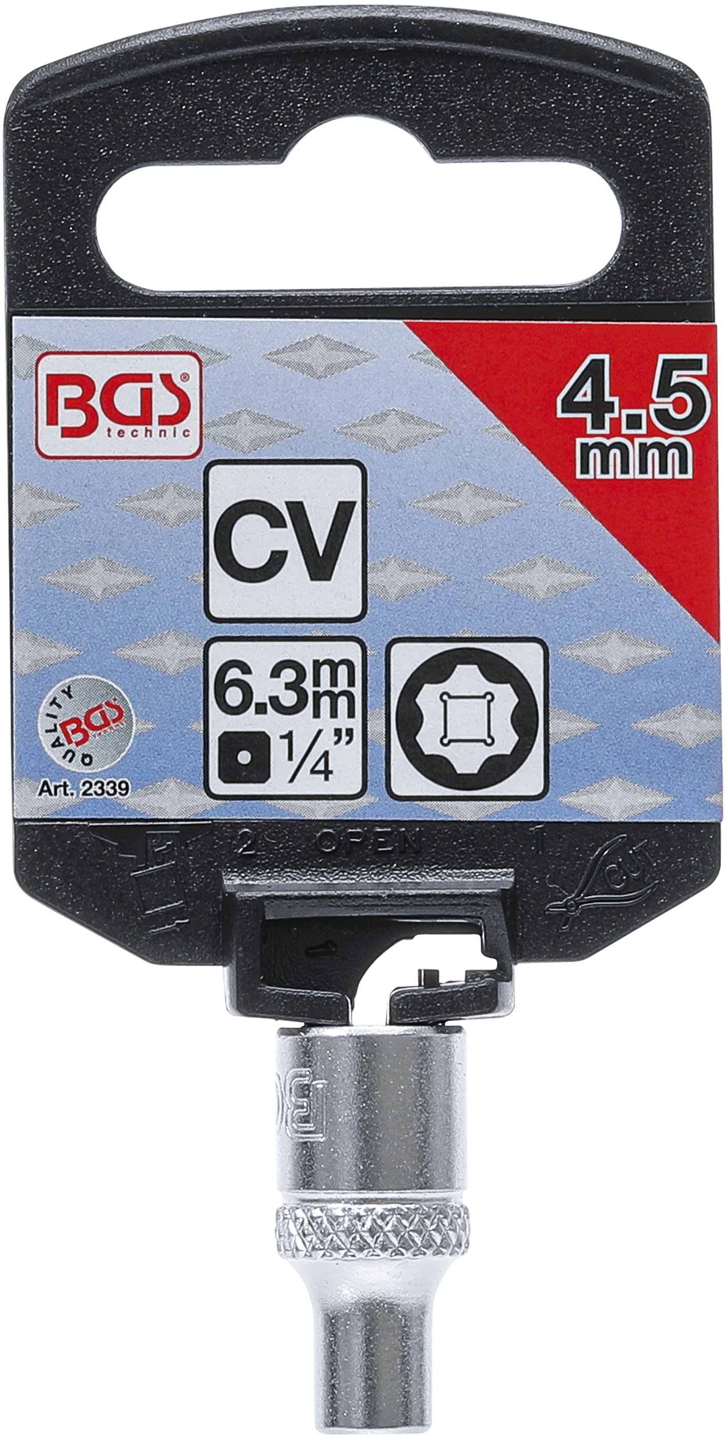 BGS Steckschlüssel-Einsatz Super Lock | Antrieb Innenvierkant 6,3 mm (1/4") | SW 4,5 mm