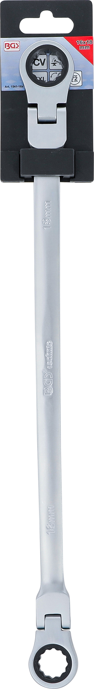 BGS Doppel-Ratschen-Gelenkschlüssel | SW 16 x 18 mm