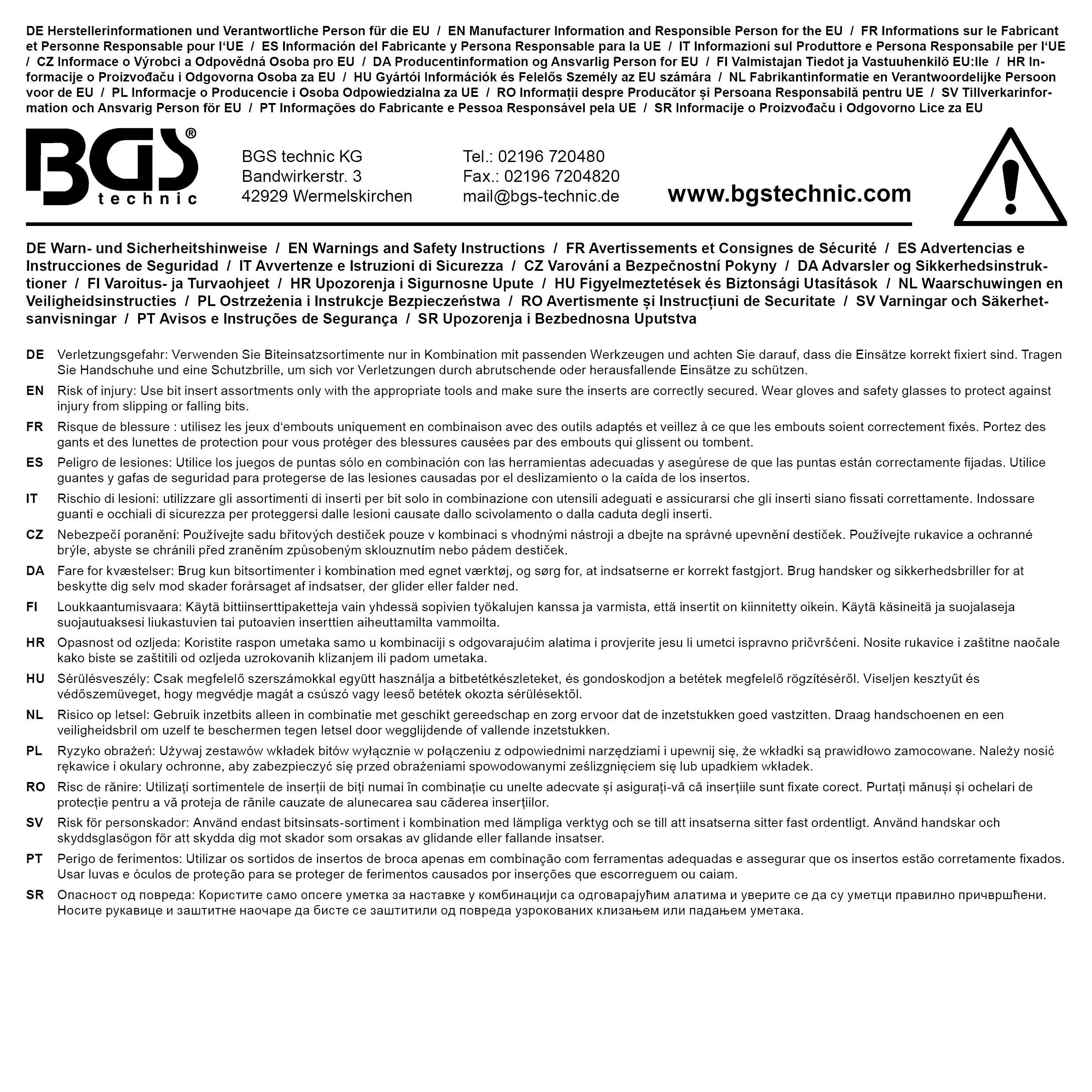 BGS Bit-Einsatz-Satz | Antrieb Innenvierkant 12,5 mm (1/2"), Außensechskant 8 mm (5/16") | 49-tlg.