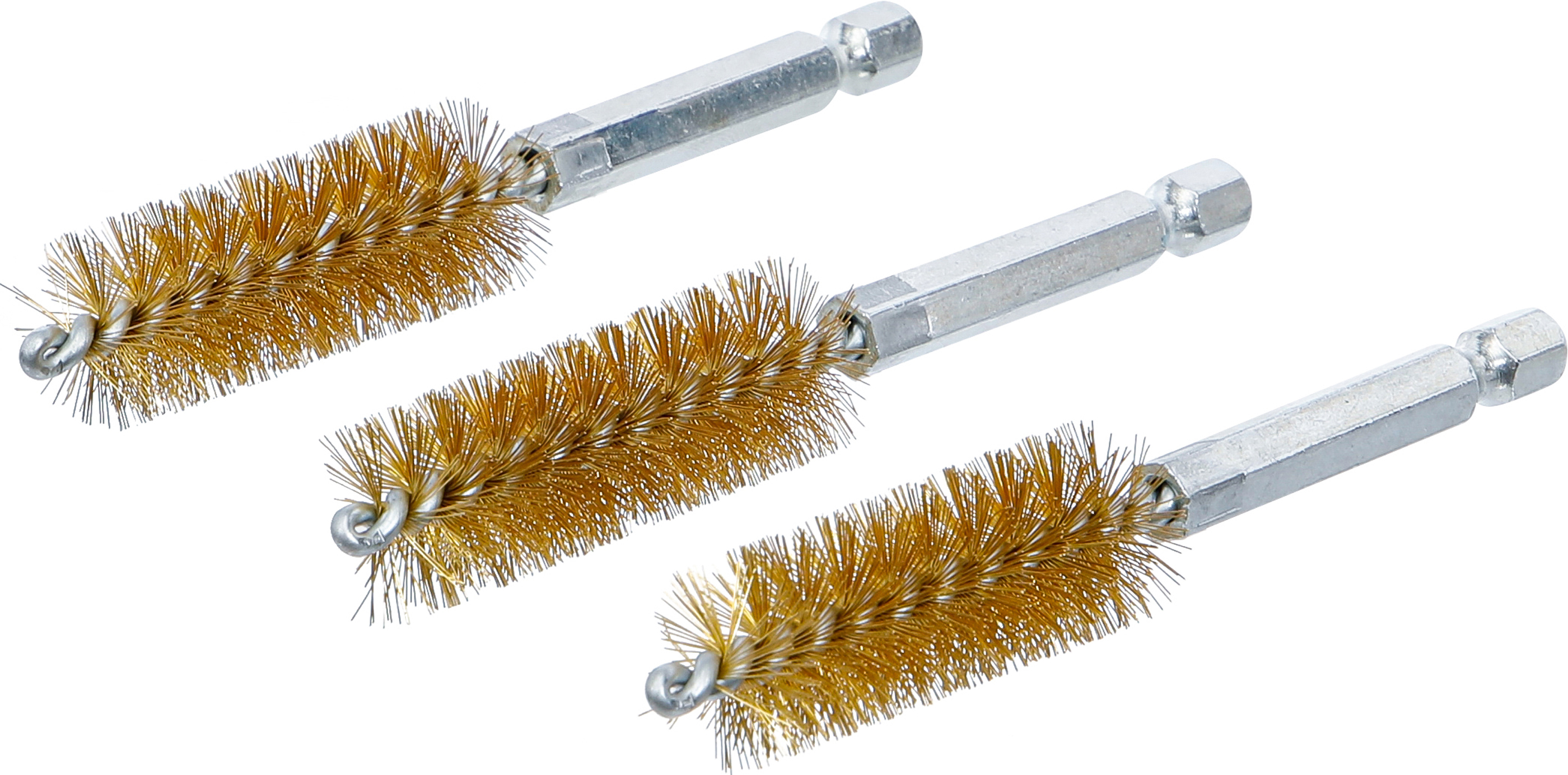 BGS Messingbürste | 16 mm | Antrieb Außensechskant 6,3 mm (1/4") | 3-tlg.