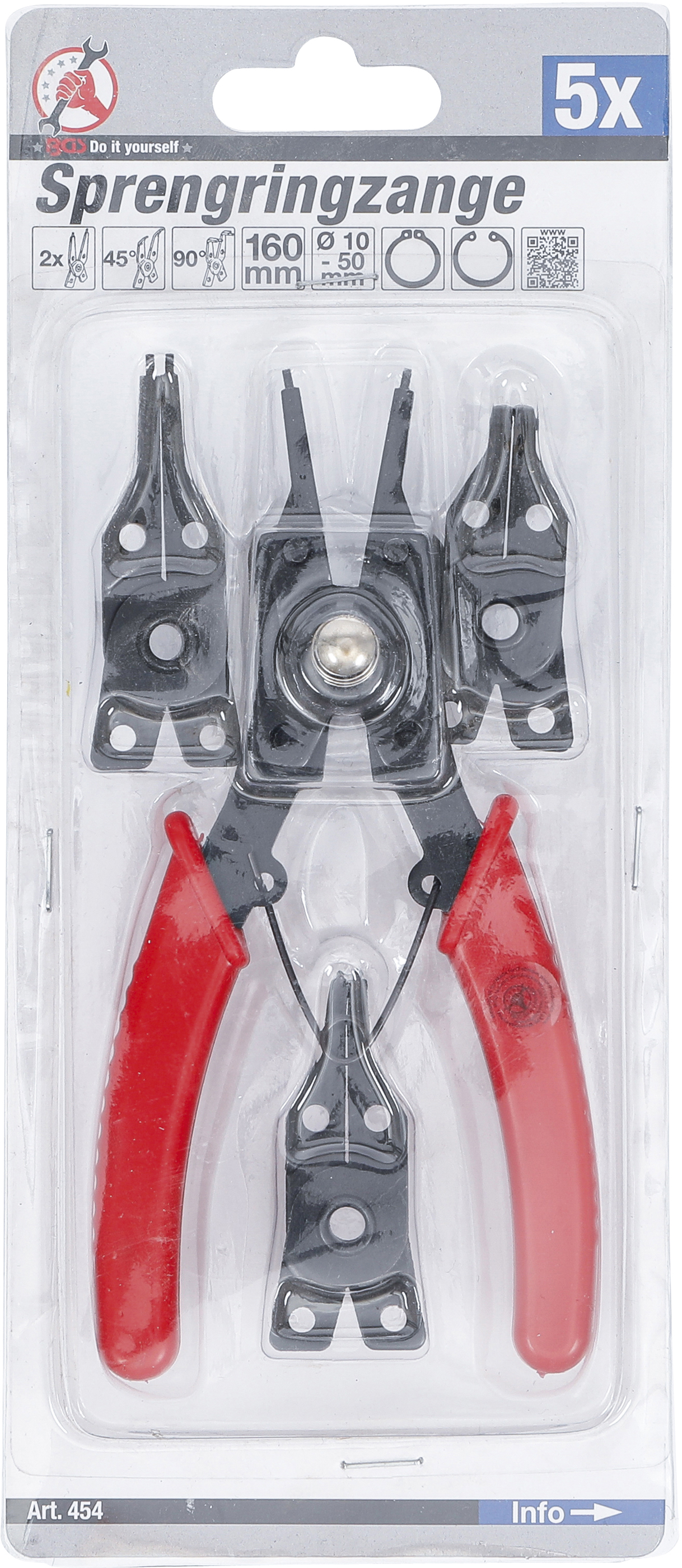 BGS Sprengringzange mit auswechselbaren Köpfen | 160 mm | 5-tlg.