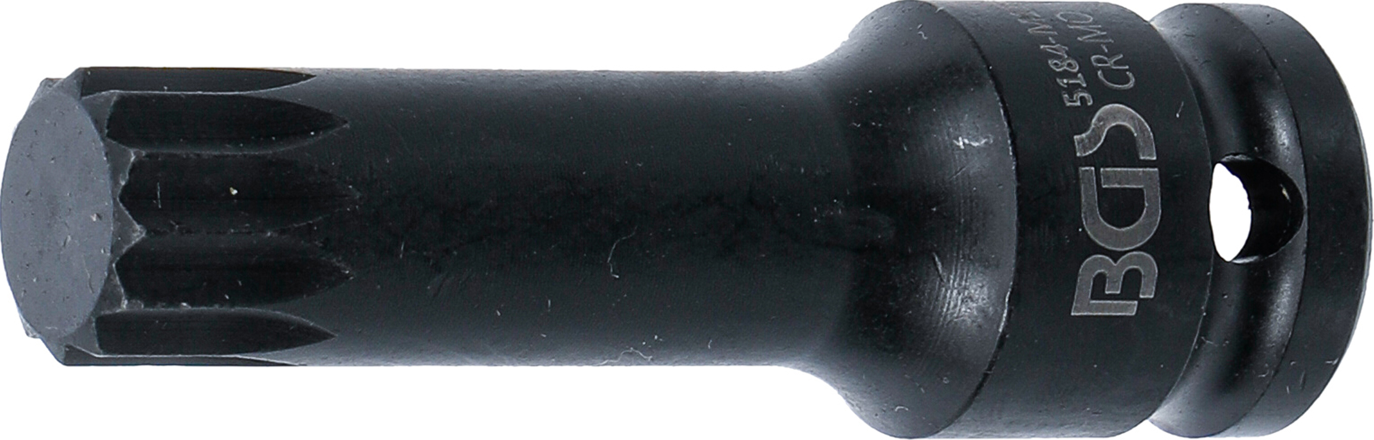 BGS Kraft-Bit-Einsatz | Länge 78 mm | Antrieb Innenvierkant 12,5 mm (1/2") | Innenvielzahn (für XZN) M18