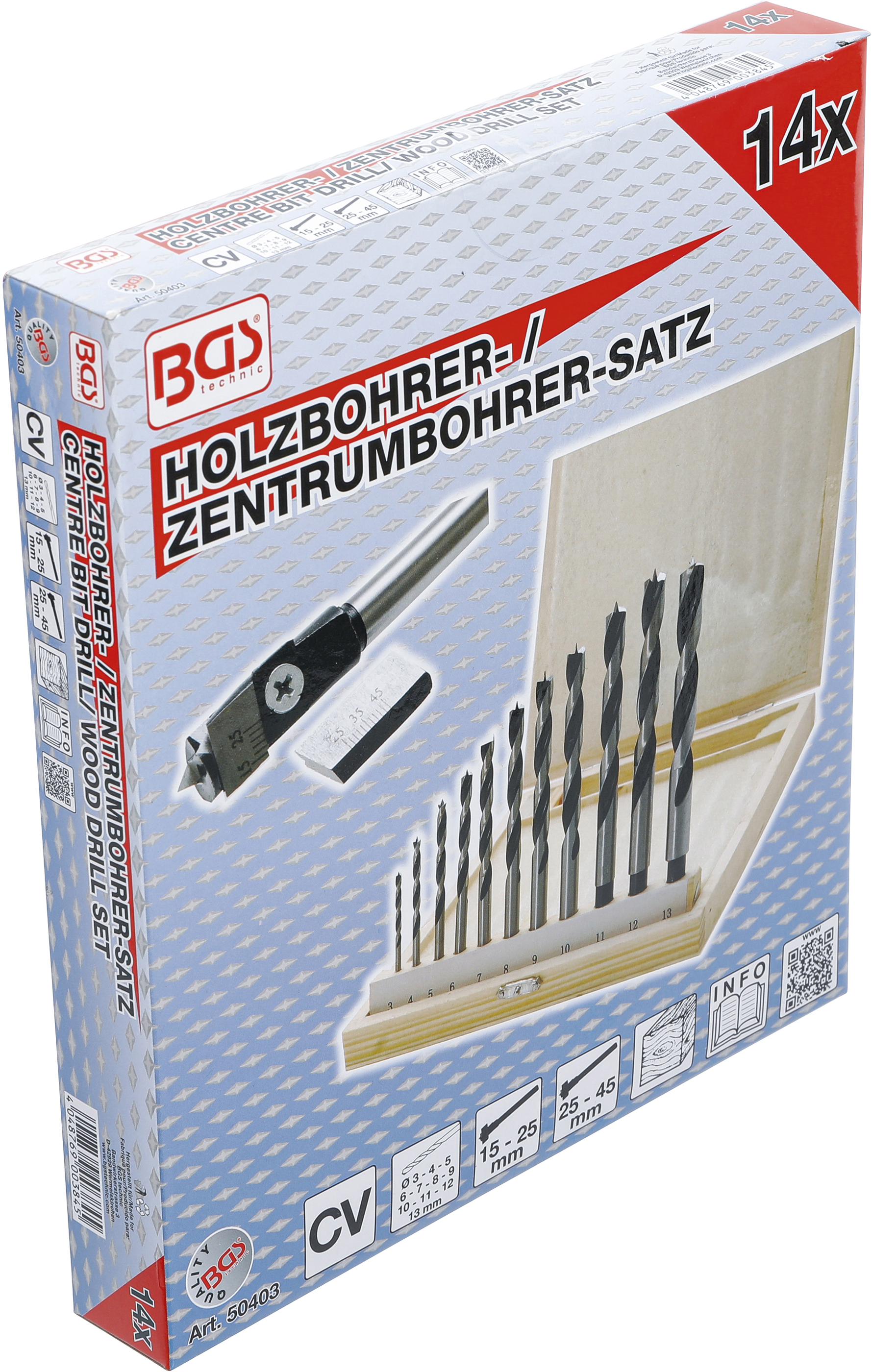 BGS Holzbohrer- / Zentrumbohrer-Satz | 14-tlg.