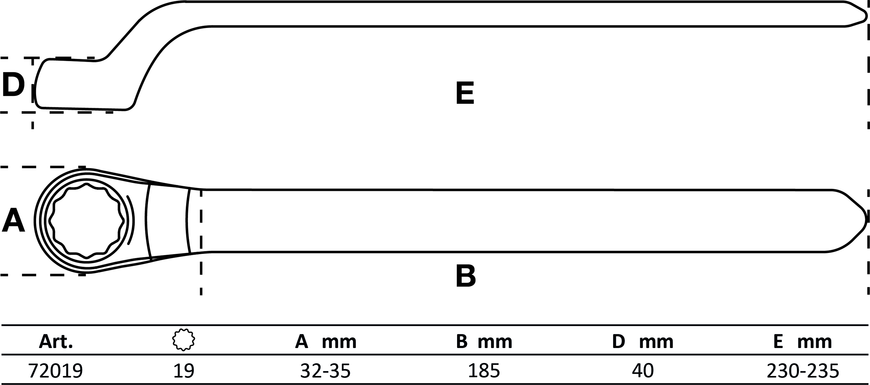 BGS VDE-Einringschlüssel | tief gekröpft | SW 19 mm