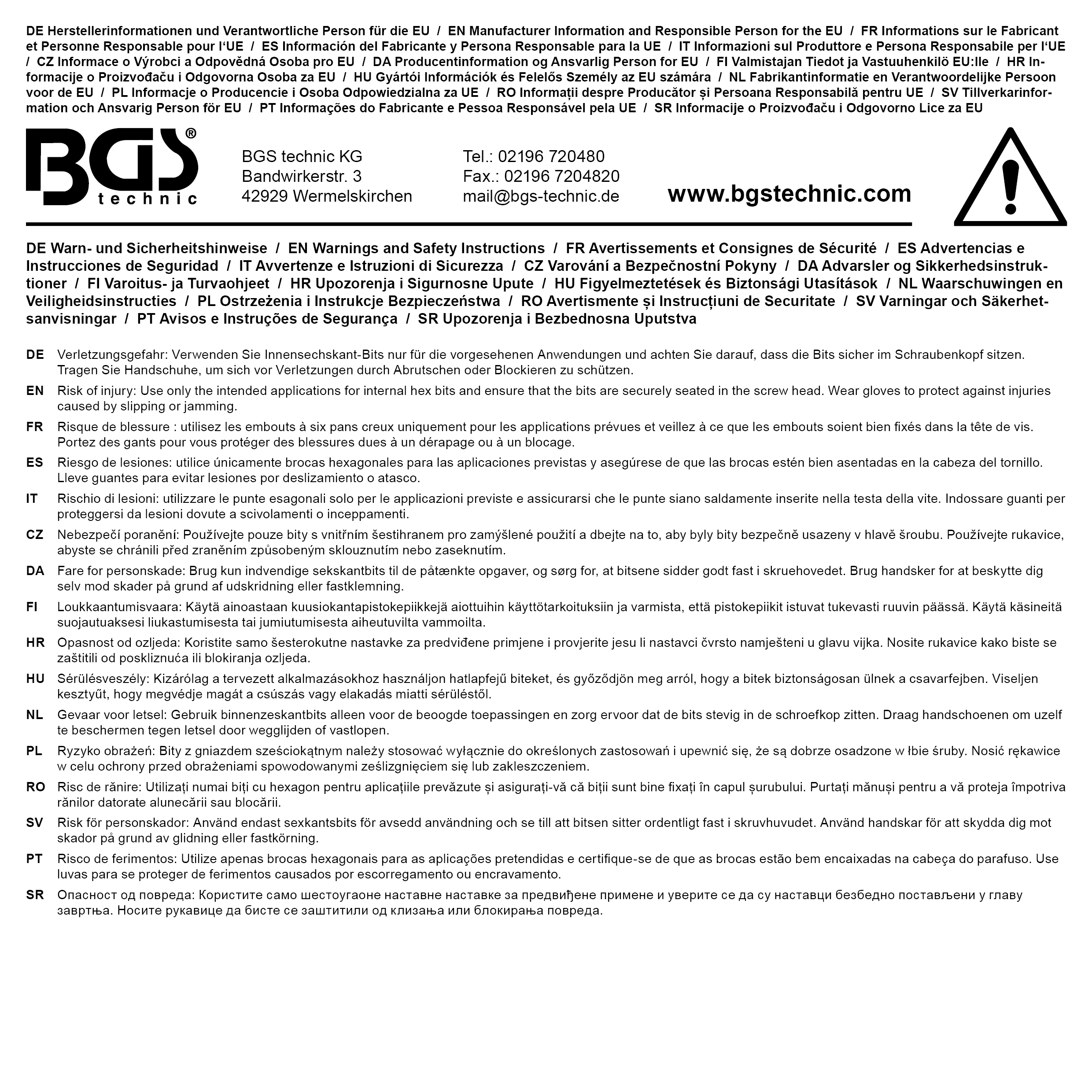 BGS Bit-Einsatz | Antrieb Innenvierkant 20 mm (3/4") | Innensechskant 19 mm