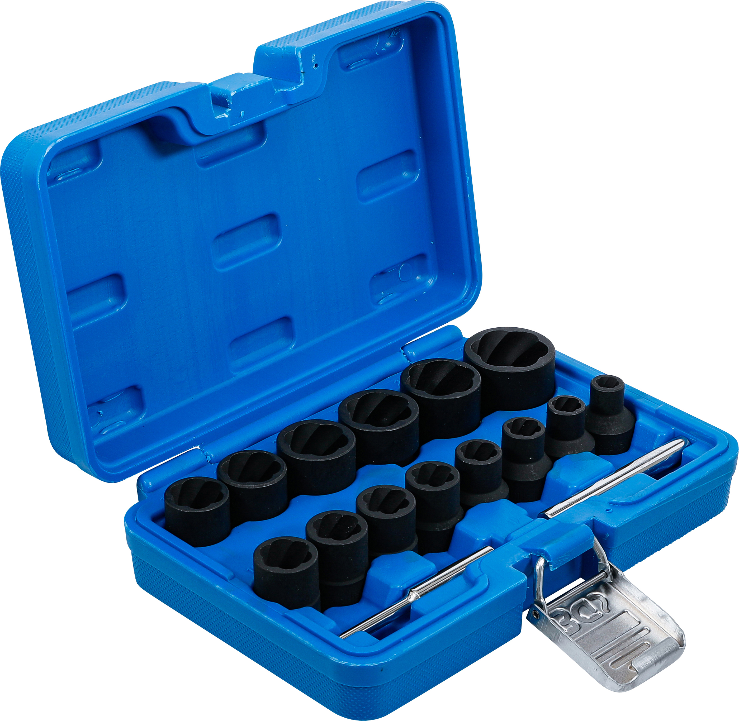 BGS Spiral-Profil-Steckschlüssel-Satz / Schraubenausdreher | Antrieb Innenvierkant 12,5 mm (1/2") | SW 8 - 27 mm | 16-tlg.