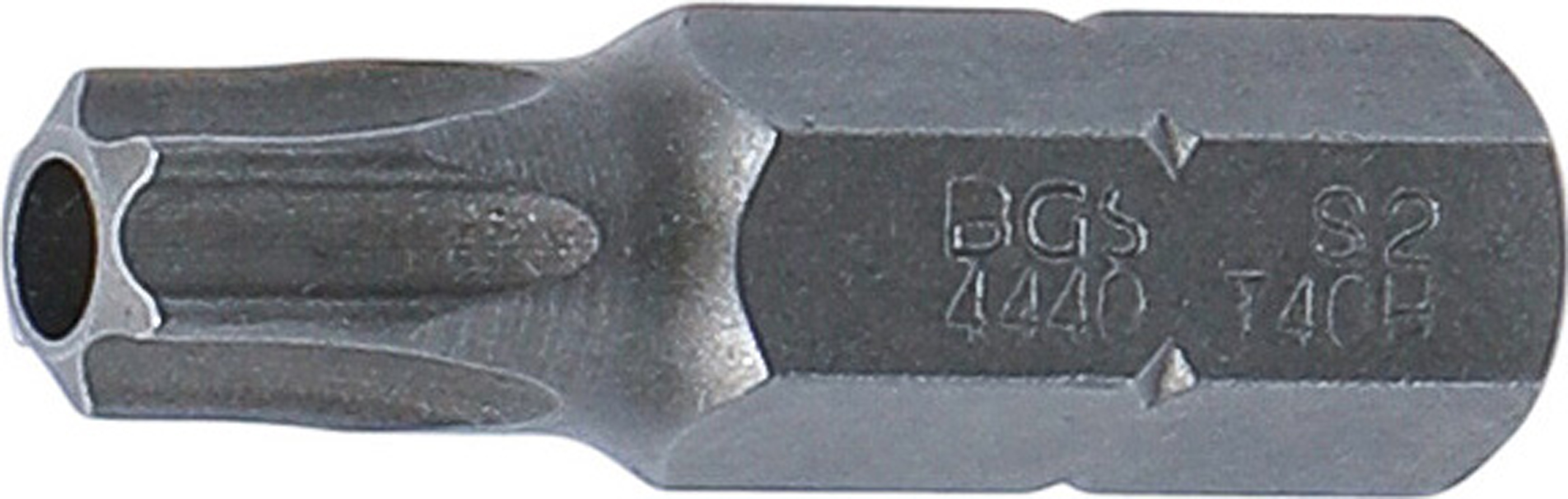 BGS Bit | Länge 30 mm | Antrieb Außensechskant 8 mm (5/16") | T-Profil (für Torx) mit Bohrung T40