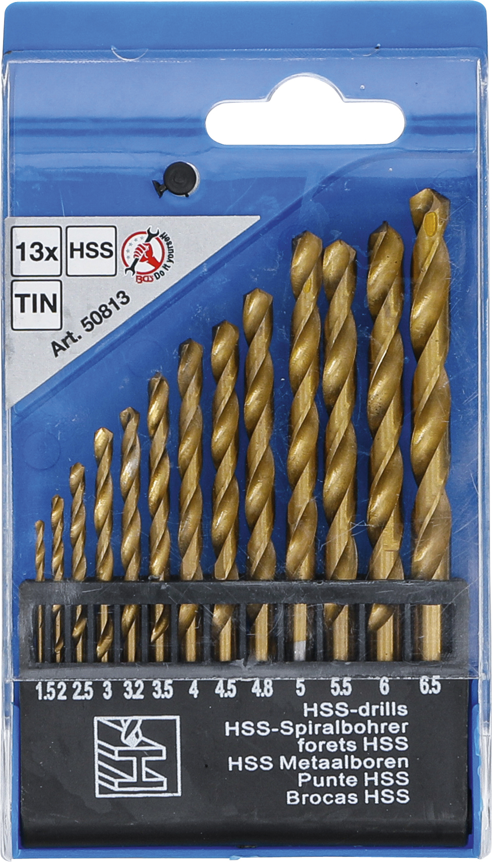 BGS HSS-Spiralbohrer-Satz | titan-nitriert | 1,5 - 6,5 mm | 13-tlg.