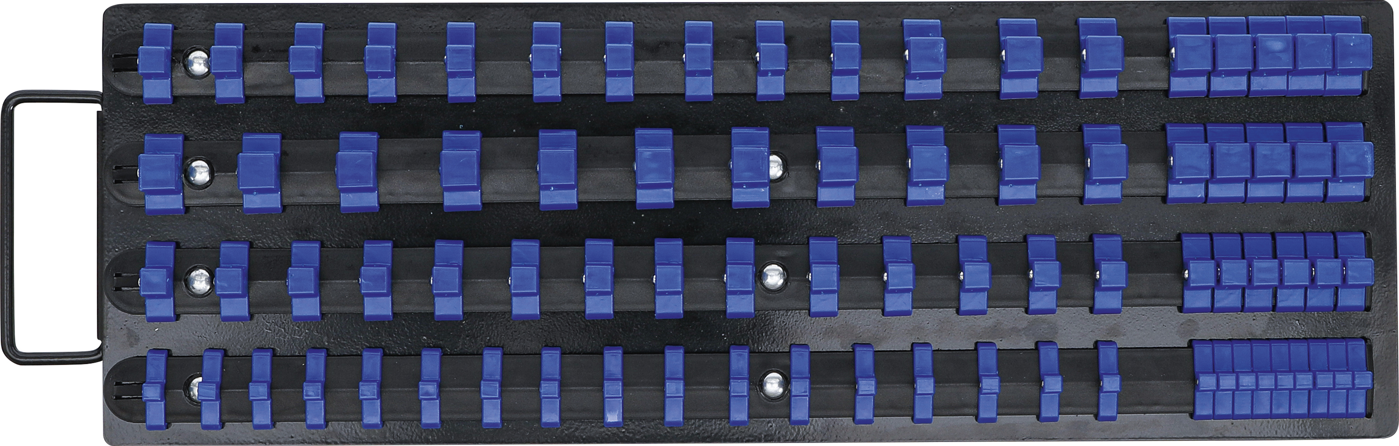 BGS Aufsteckschienen-Set für Steckschlüssel-Einsätze | mit 80 Clips | für Einsätze 6,3 mm (1/4"), 10 mm (3/8"), 12,5 mm (1/2")