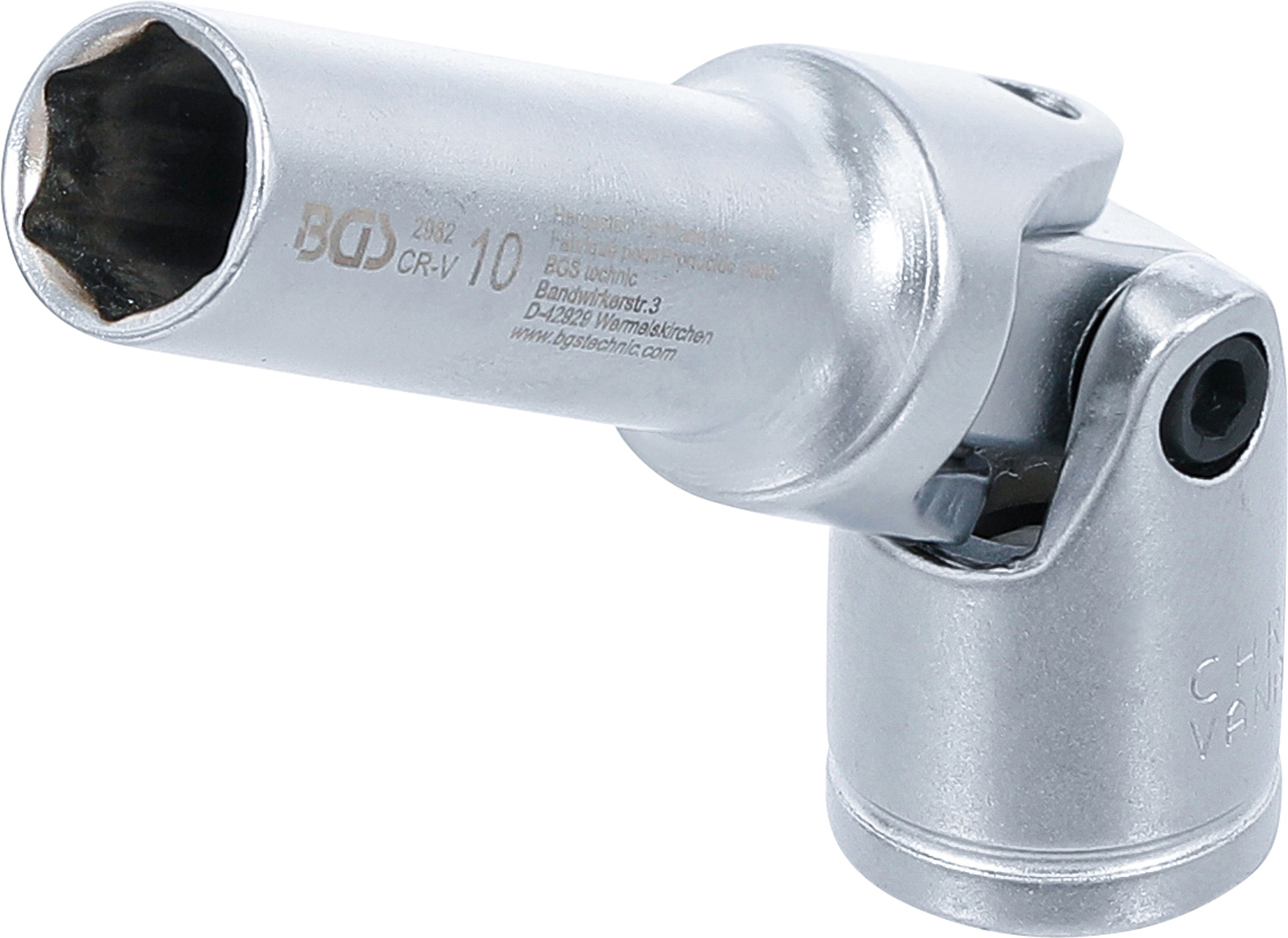 BGS Glühkerzen-Gelenk-Einsatz Sechskant | Antrieb Innenvierkant 10 mm (3/8") | SW 10 mm