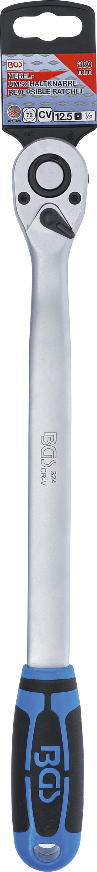 BGS Umschaltknarre | extra lang | Abtrieb Außenvierkant 12,5 mm (1/2") | 380 mm