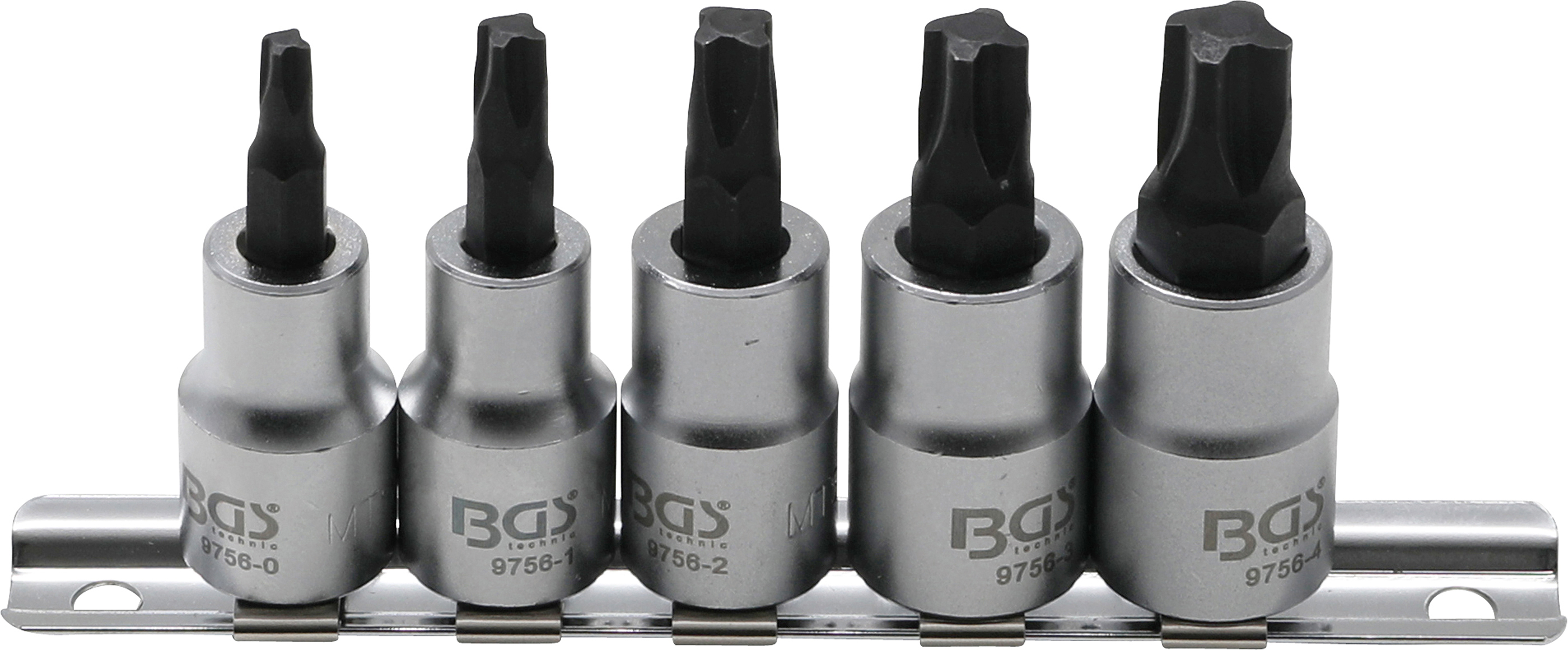 BGS Bit-Einsatz-Satz | Antrieb Innenvierkant 10 mm (3/8") | 4-kant Profil (für MTS-Mortorq) MTS0 - MTS04 | 5-tlg.