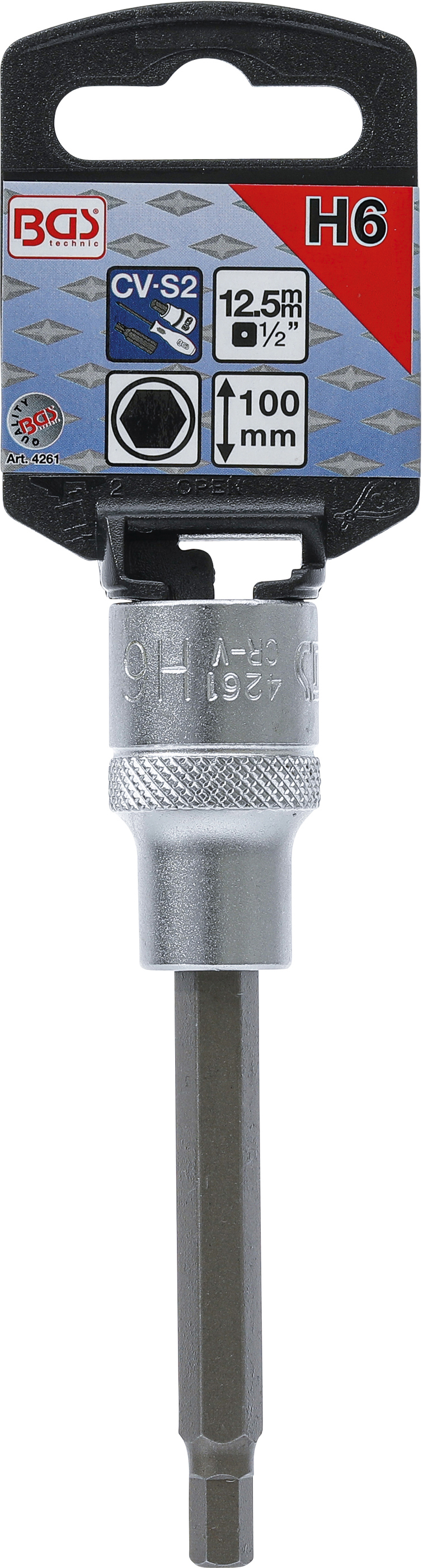 BGS Bit-Einsatz | Länge 100 mm | Antrieb Innenvierkant 12,5 mm (1/2") | Innensechskant 6 mm