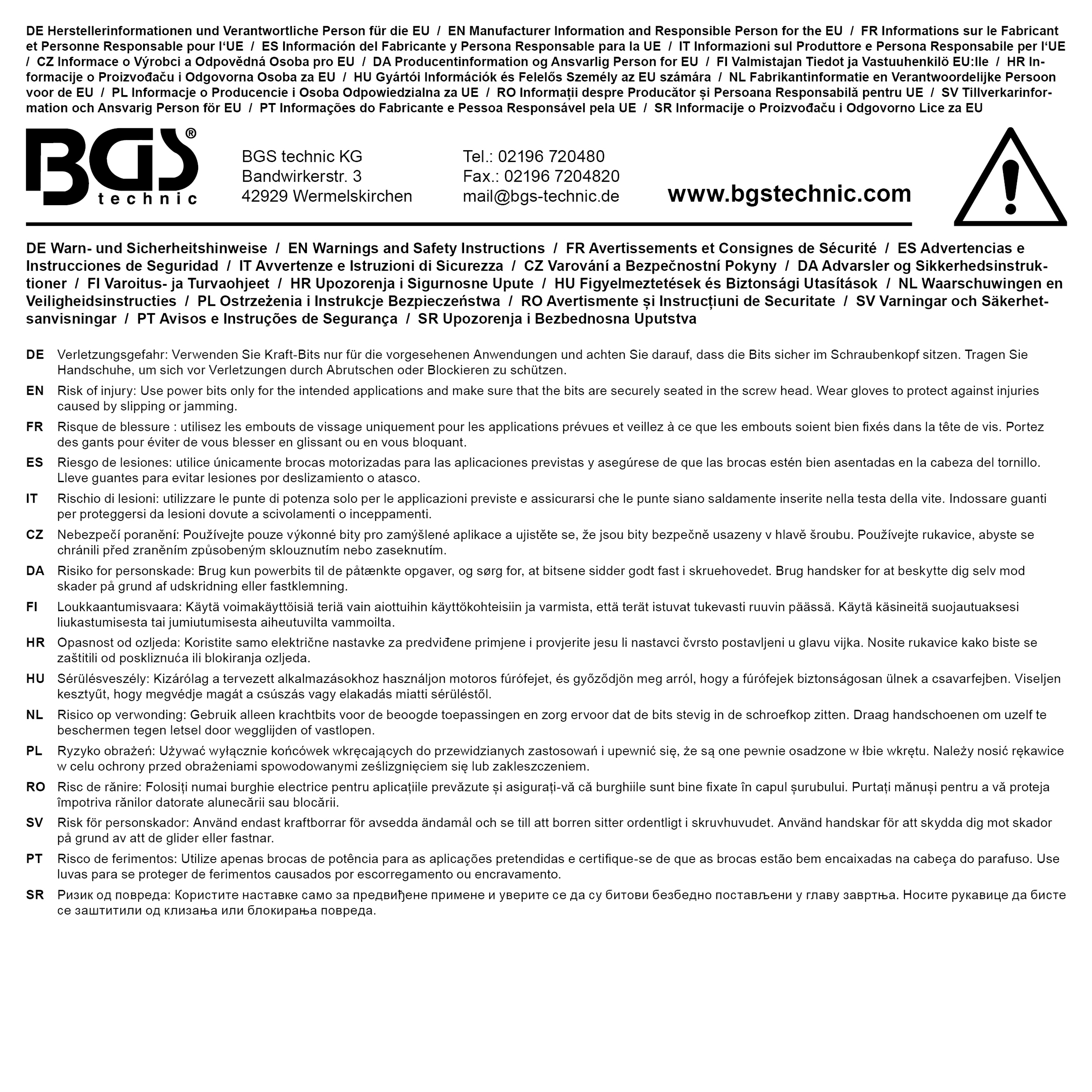 BGS Kraft-Bit-Einsatz | Länge 55 mm | Antrieb Innenvierkant 12,5 mm (1/2") | T-Profil (für Torx) T55