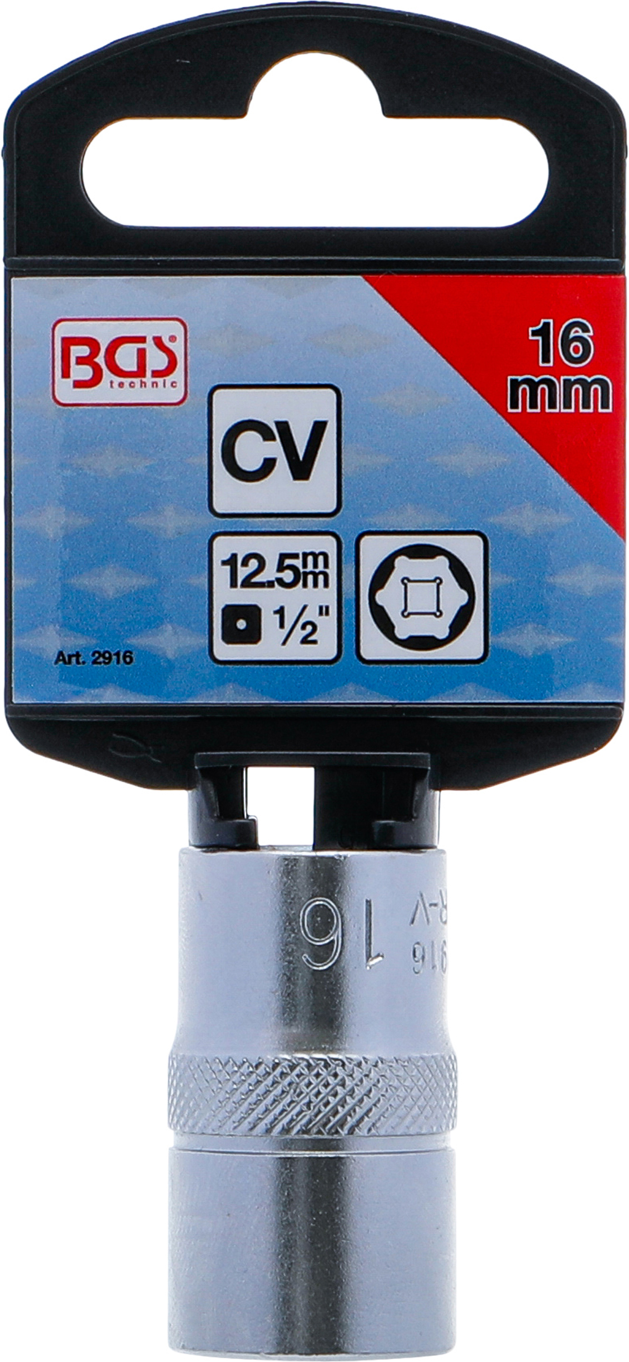 BGS Steckschlüssel-Einsatz Sechskant | Antrieb Innenvierkant 12,5 mm (1/2") | SW 16 mm