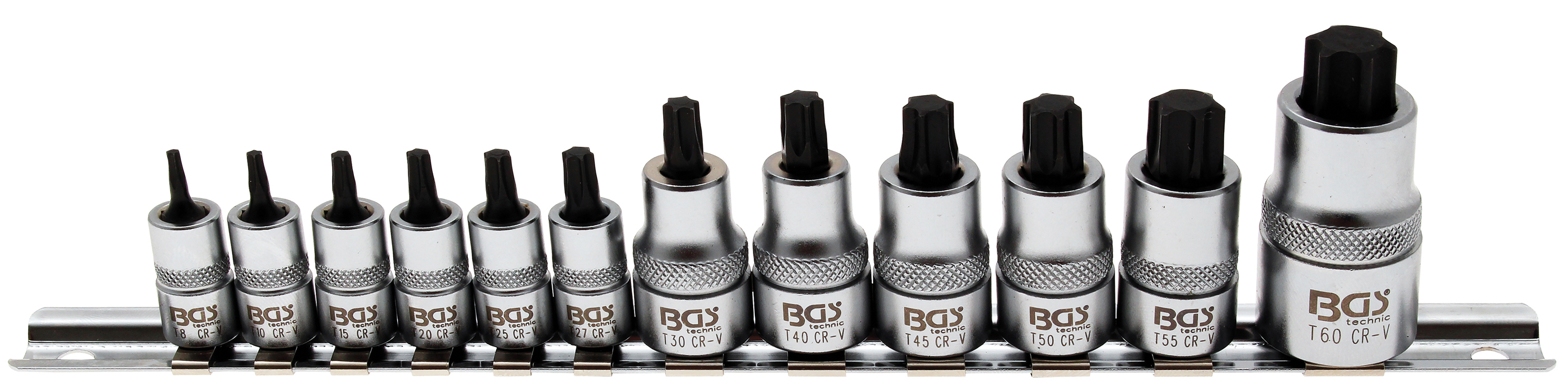 BGS Bit-Einsatz-Satz | extra kurz | T-Profil (für Torx) T8 - T60 | 12-tlg.