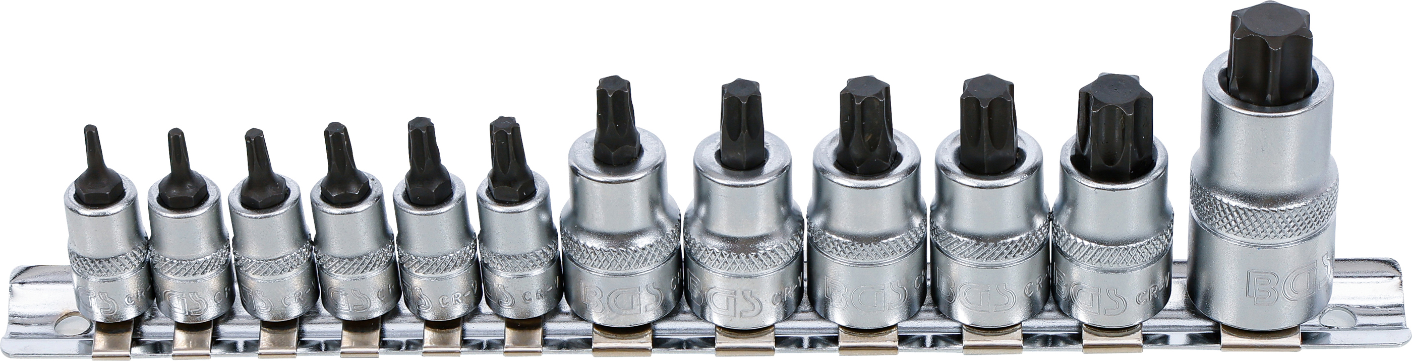 BGS Bit-Einsatz-Satz | extra kurz | T-Profil (für Torx) T8 - T60 | 12-tlg.