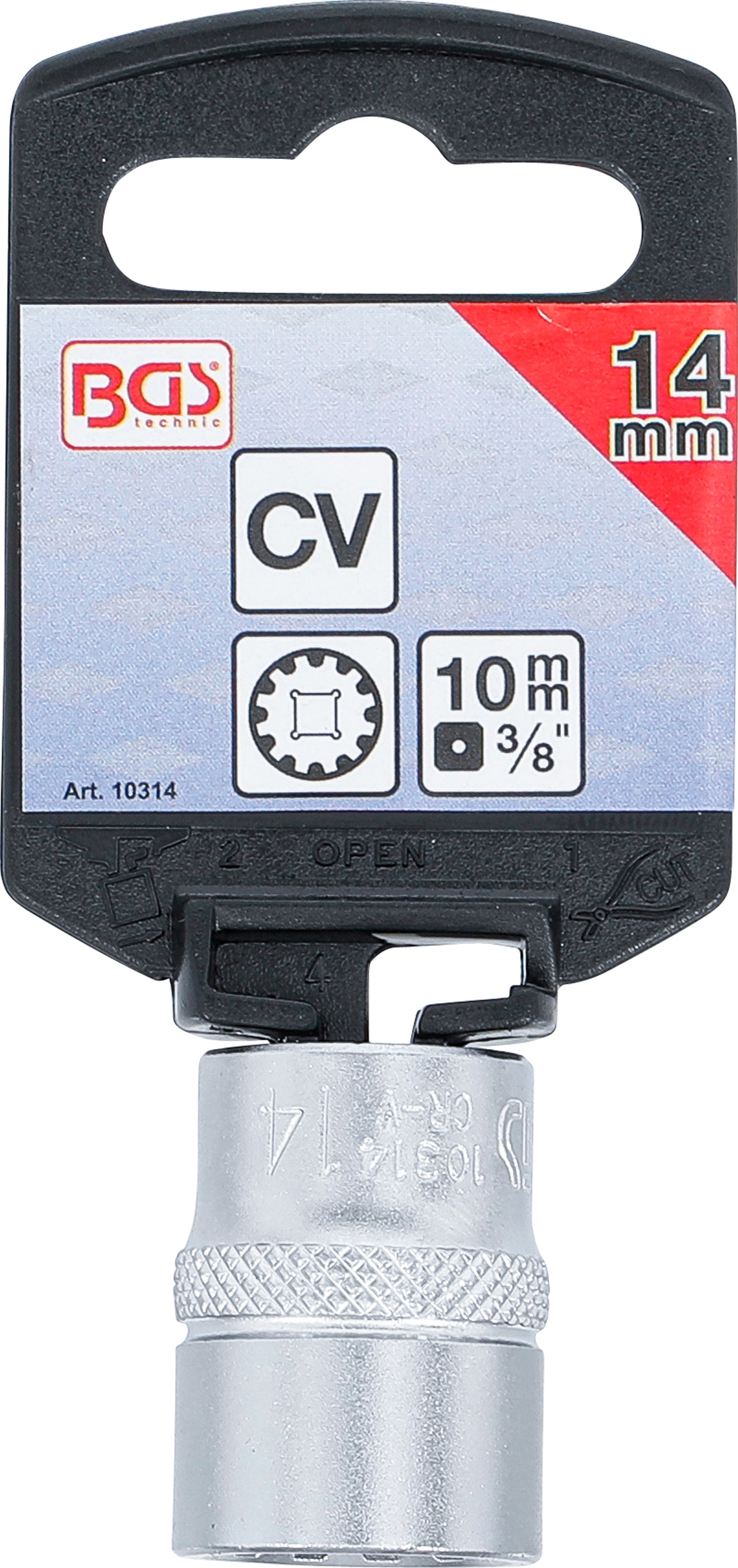 BGS Steckschlüssel-Einsatz Gear Lock | Antrieb Innenvierkant 10 mm (3/8") | SW 14 mm