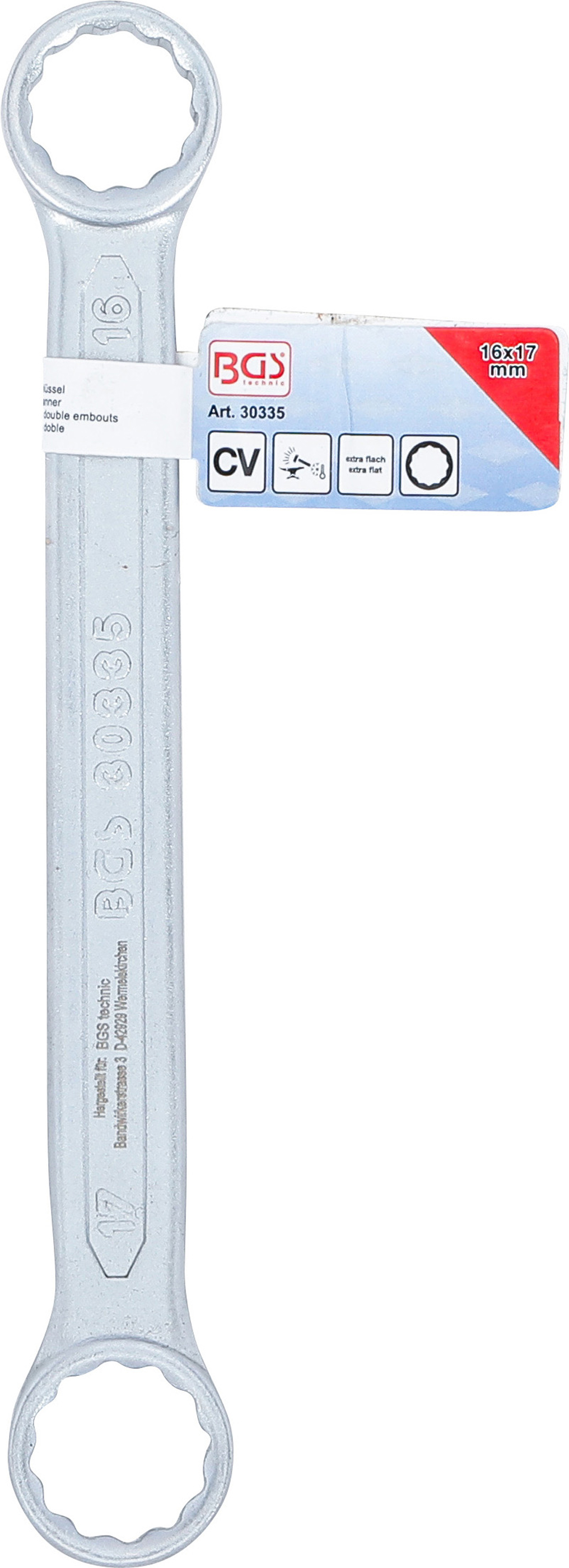 BGS Doppel-Ringschlüssel | extra flach | SW 16 x 17 mm