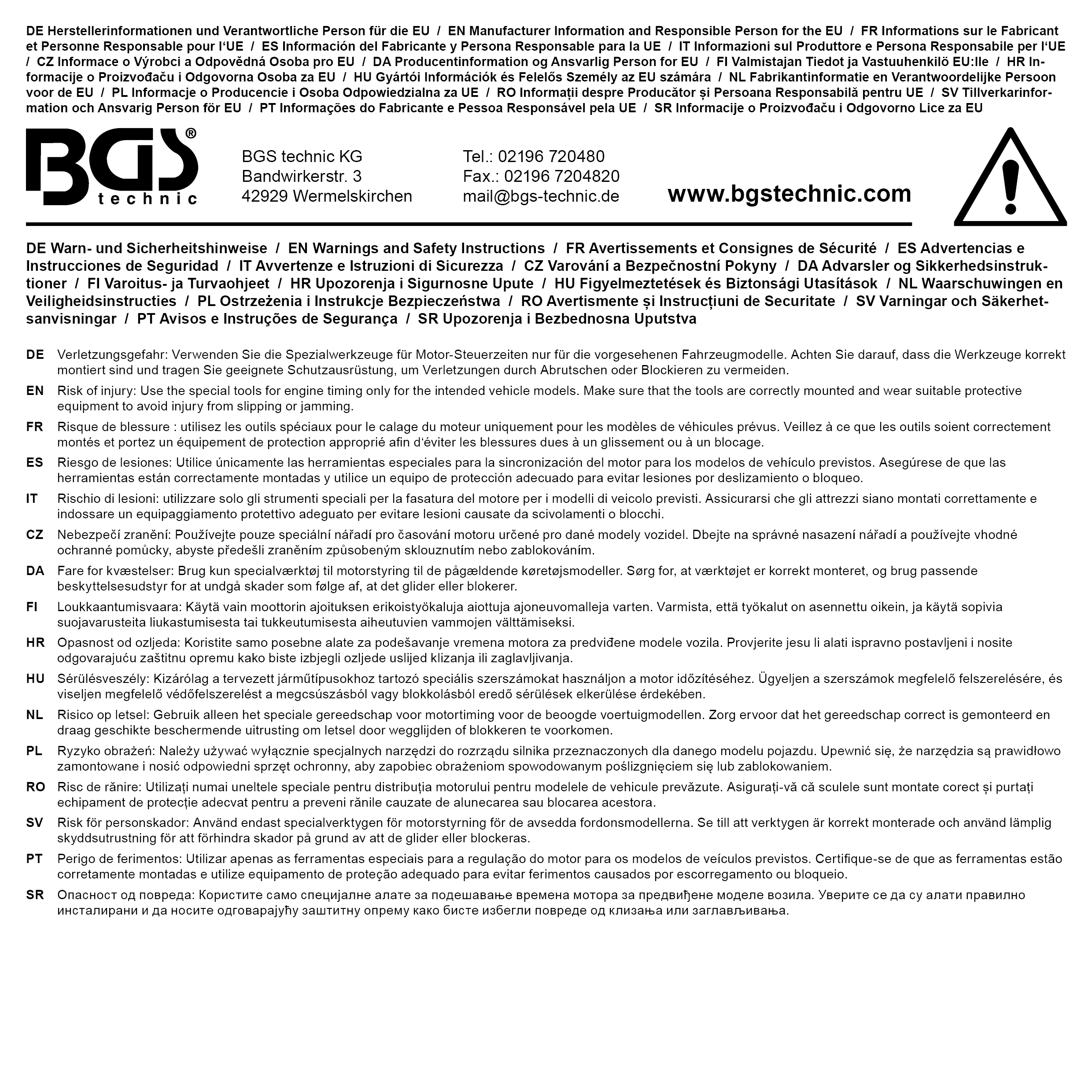 BGS Werkstattwageneinlage 1/6: Nockenwellen-Arretierwerkzeug-Satz | für Alfa Romeo / Lancia 3.0l V6 24V