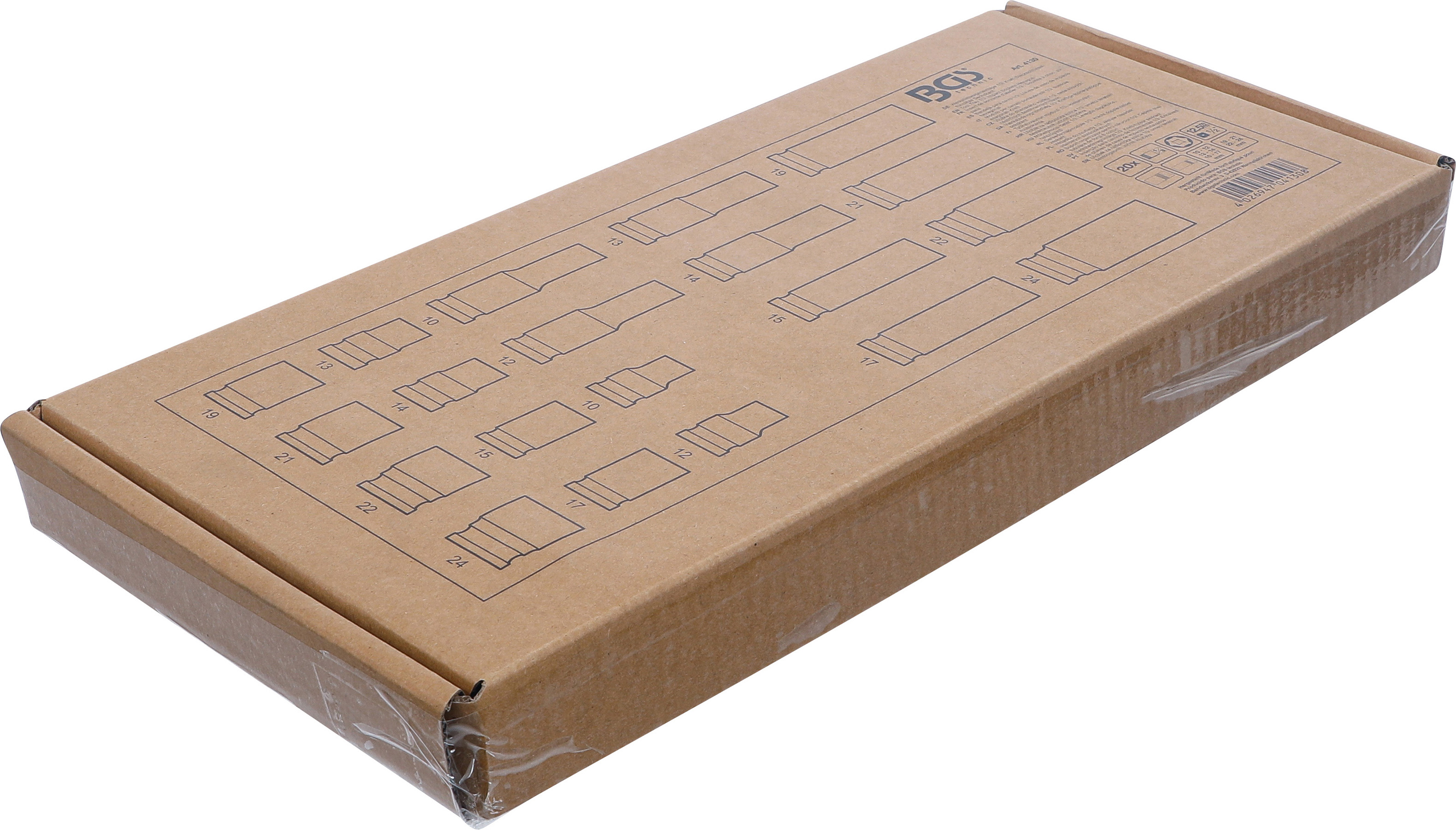 BGS Werkstattwageneinlage 1/3: Kraft-Steckschlüssel-Einsätze Sechskant | 12,5 mm (1/2") | 10 - 24 mm | 20-tlg.