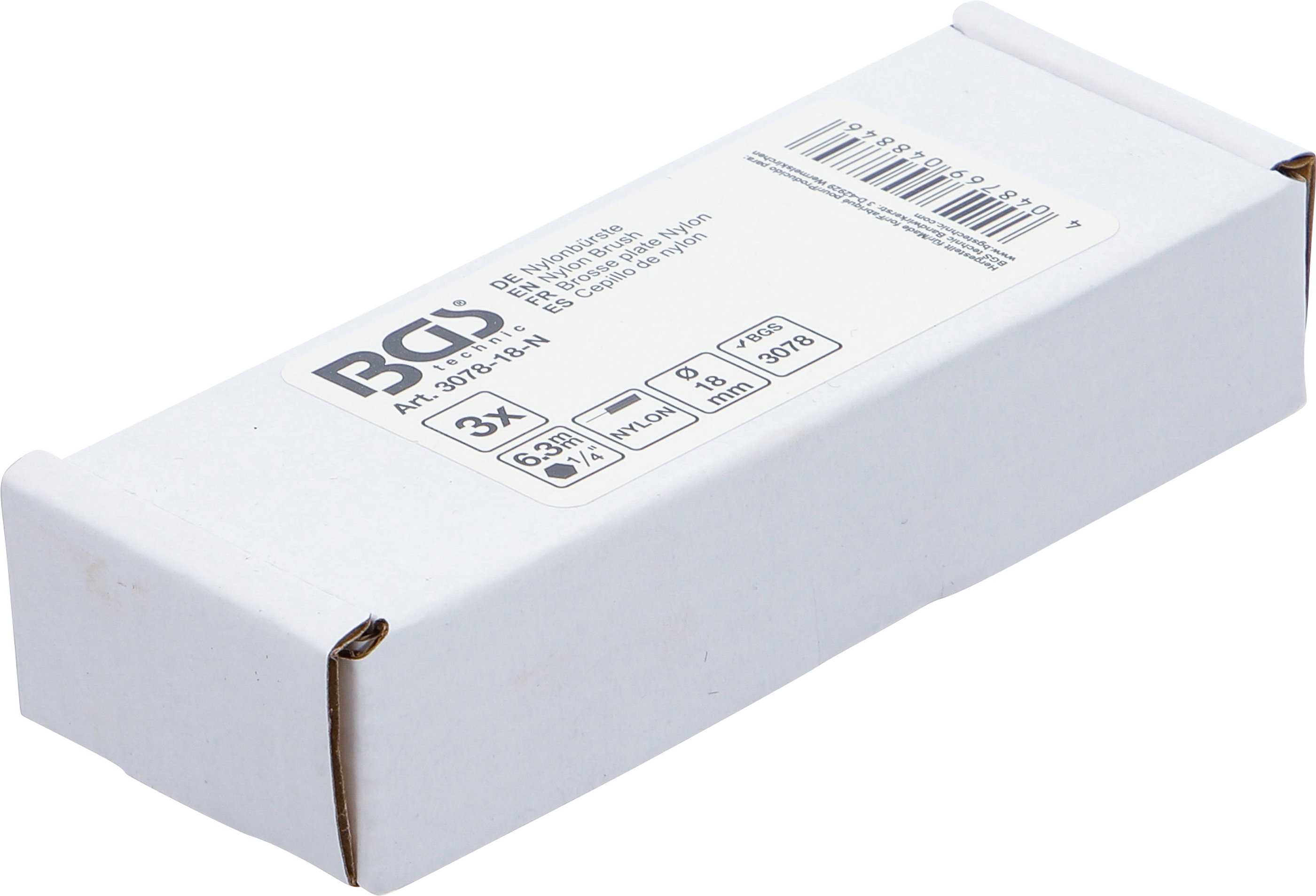 BGS Nylonbürste | 18 mm | Antrieb Außensechskant 6,3 mm (1/4") | 3-tlg.