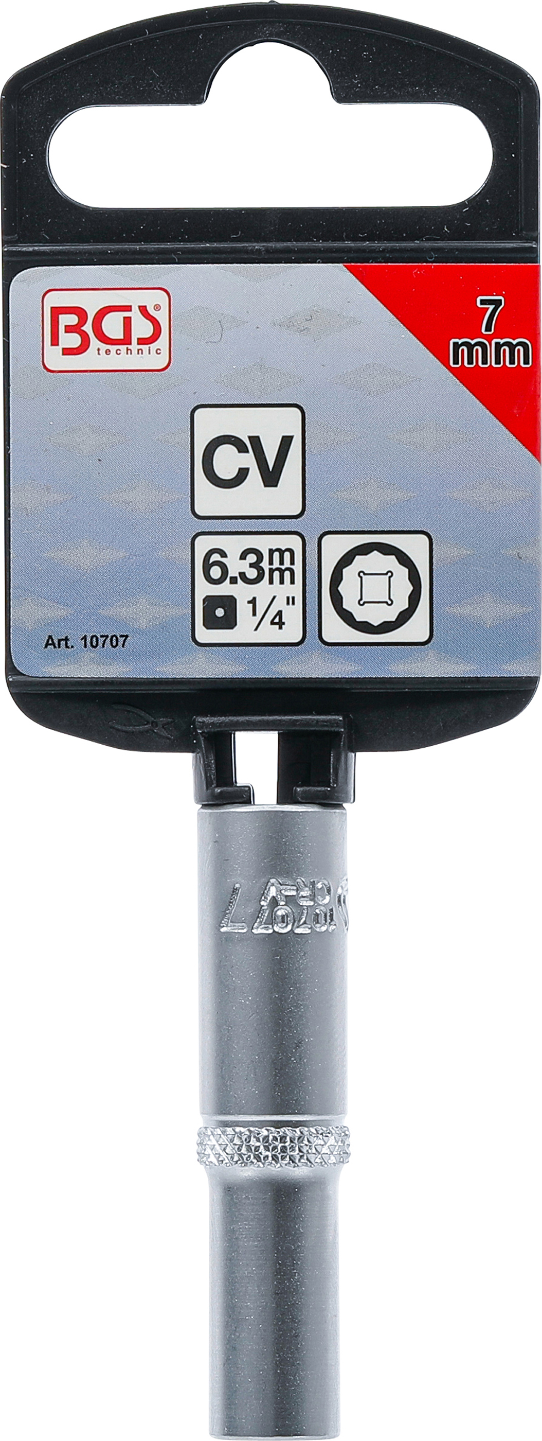 BGS Steckschlüssel-Einsatz Zwölfkant, tief | Antrieb Innenvierkant 6,3 mm (1/4") | SW 7 mm