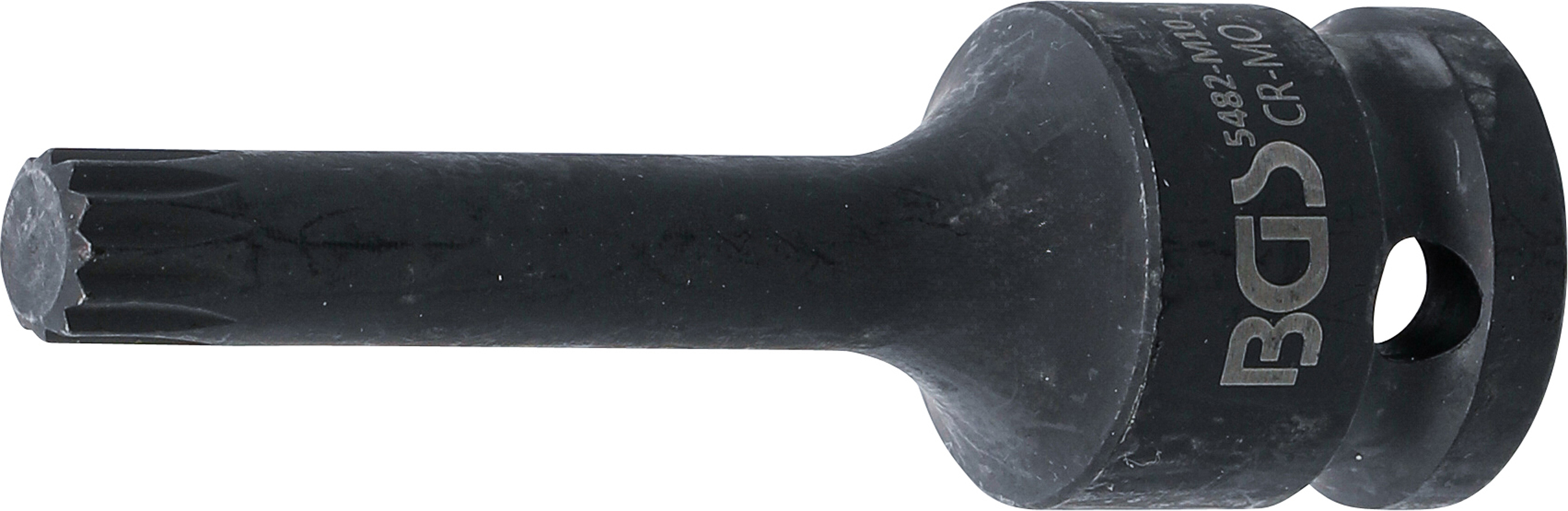 BGS Kraft-Bit-Einsatz | Länge 75 mm | Antrieb Innenvierkant 12,5 mm (1/2") | Innenvielzahn (für XZN) M10