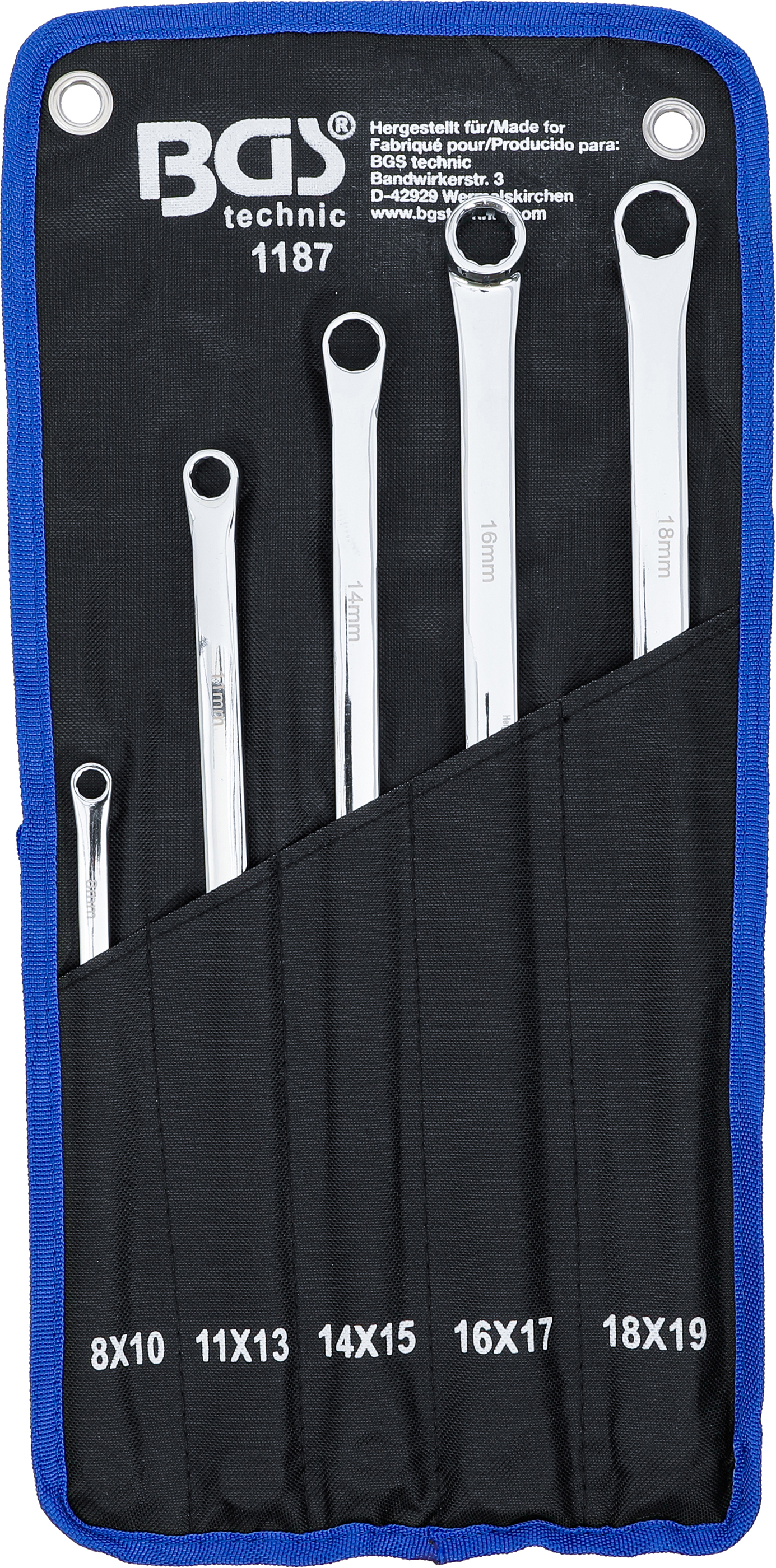 BGS Doppel-Ringschlüssel-Satz | extra lang | SW 8 - 19 mm | 5-tlg.