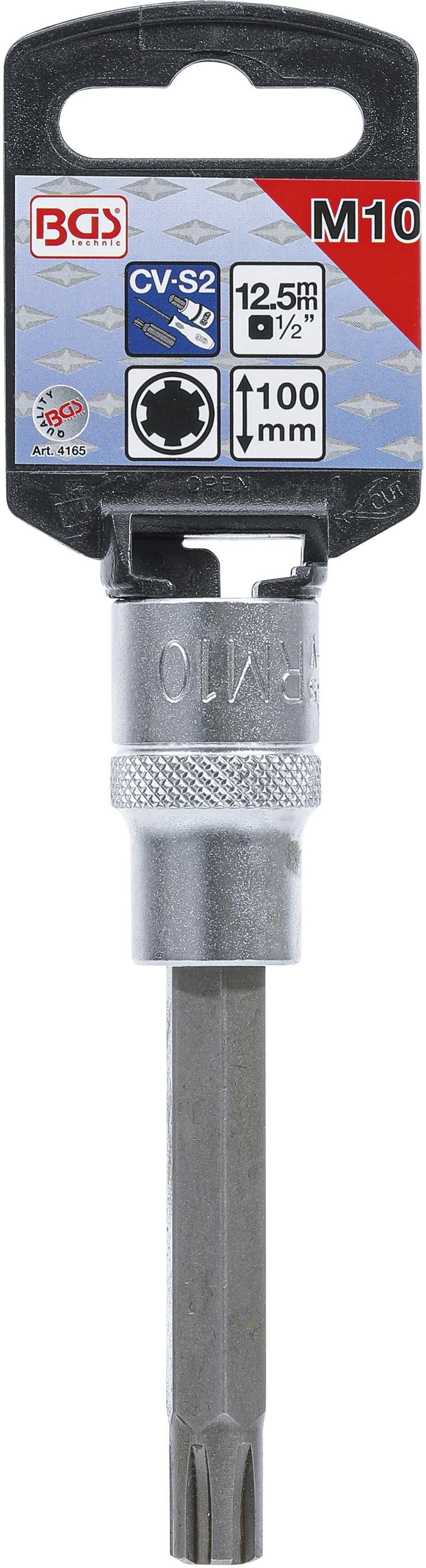 BGS Bit-Einsatz | Länge 100 mm | Antrieb Innenvierkant 12,5 mm (1/2") | Keil-Profil (für RIBE) M10