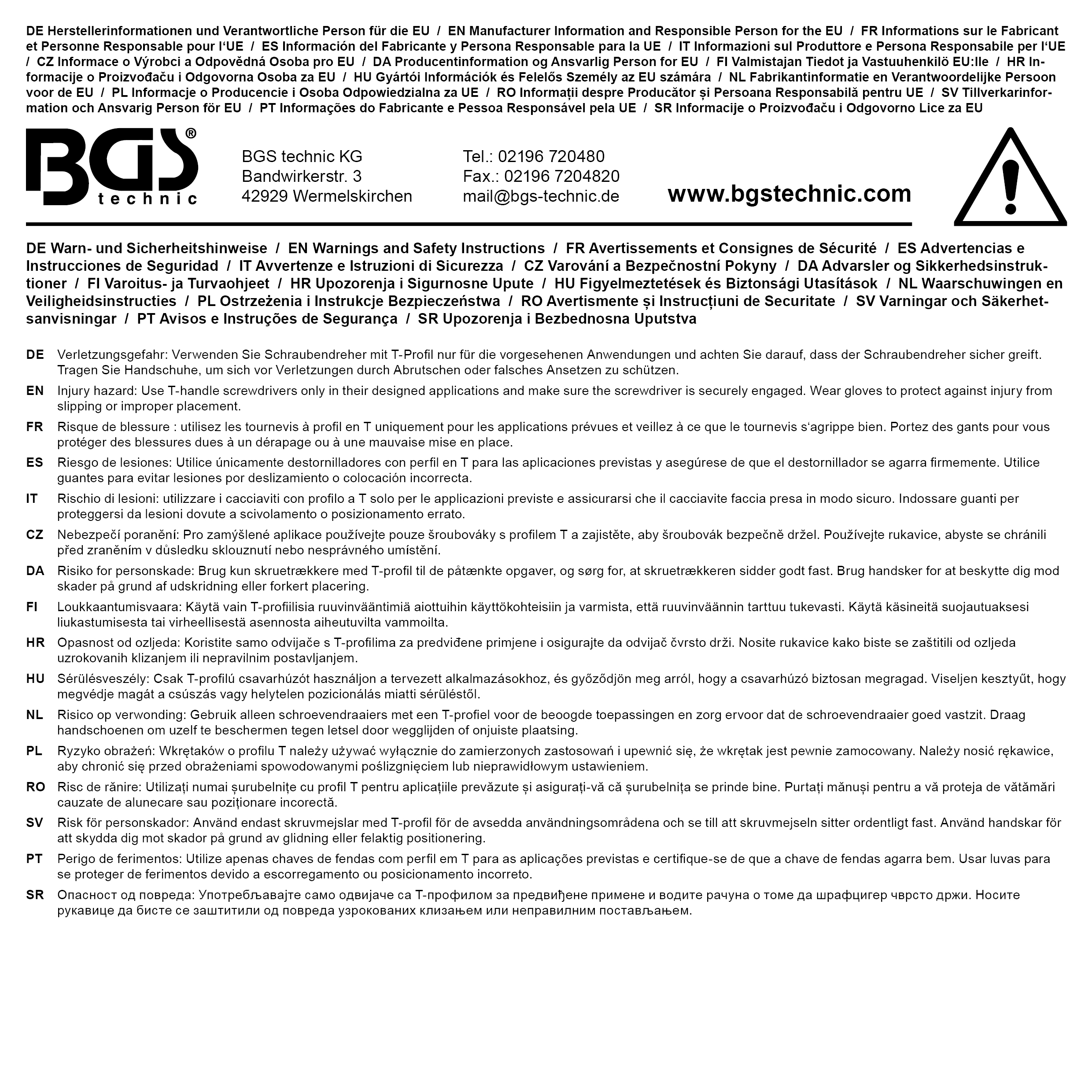 BGS Schraubendreher | T-Profil (für Torx) mit Bohrung T8 | Klingenlänge 80 mm