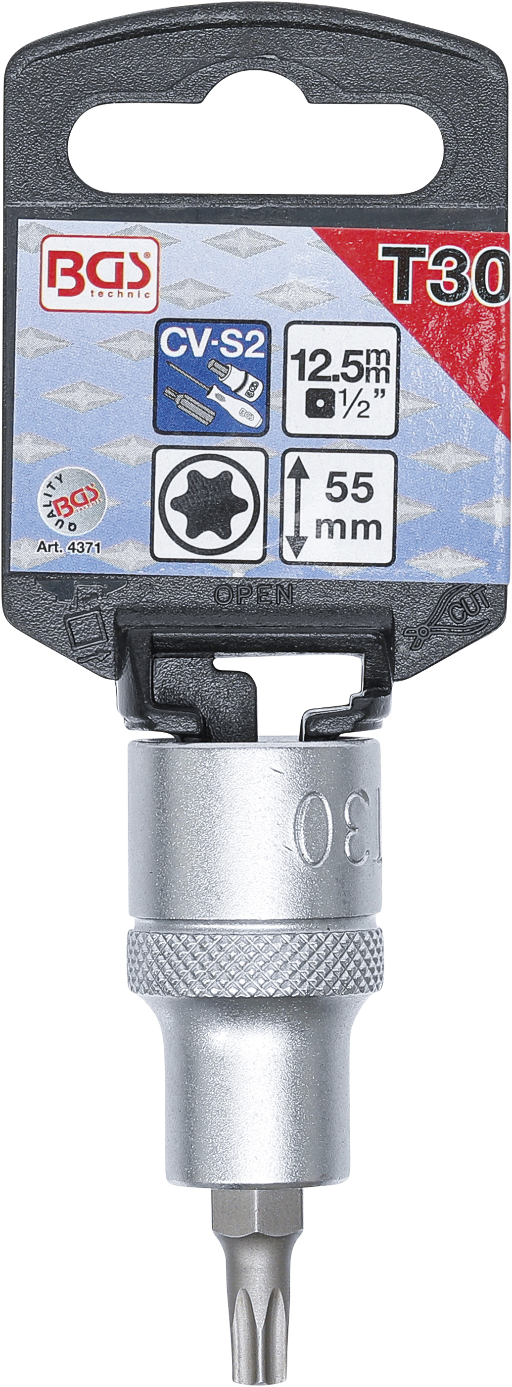 BGS Bit-Einsatz | Antrieb Innenvierkant 12,5 mm (1/2") | T-Profil (für Torx) T30