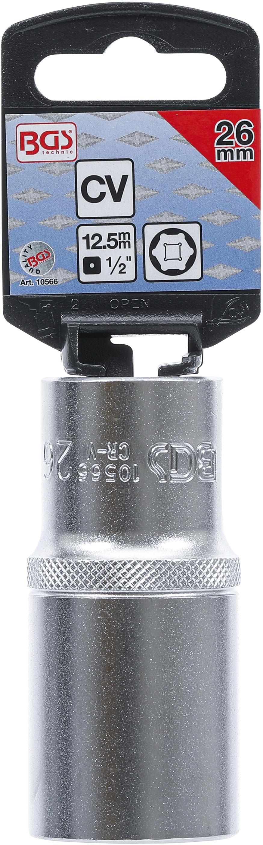 BGS Steckschlüssel-Einsatz Sechskant, tief | Antrieb Innenvierkant 12,5 mm (1/2") | SW 26 mm