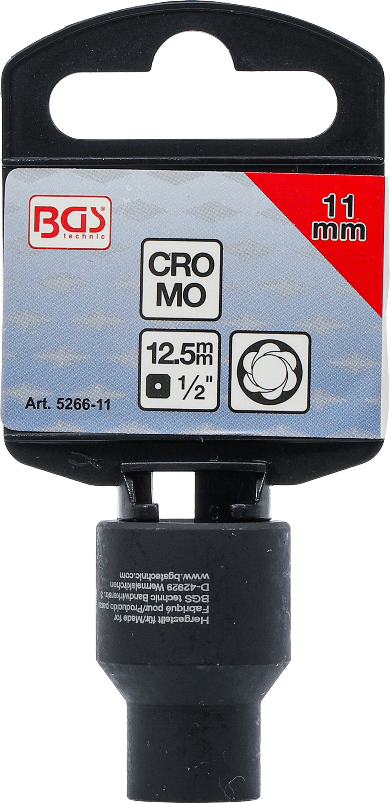 BGS Spiral-Profil-Steckschlüssel-Einsatz / Schraubenausdreher | Antrieb Innenvierkant 12,5 mm (1/2") | SW 11 mm