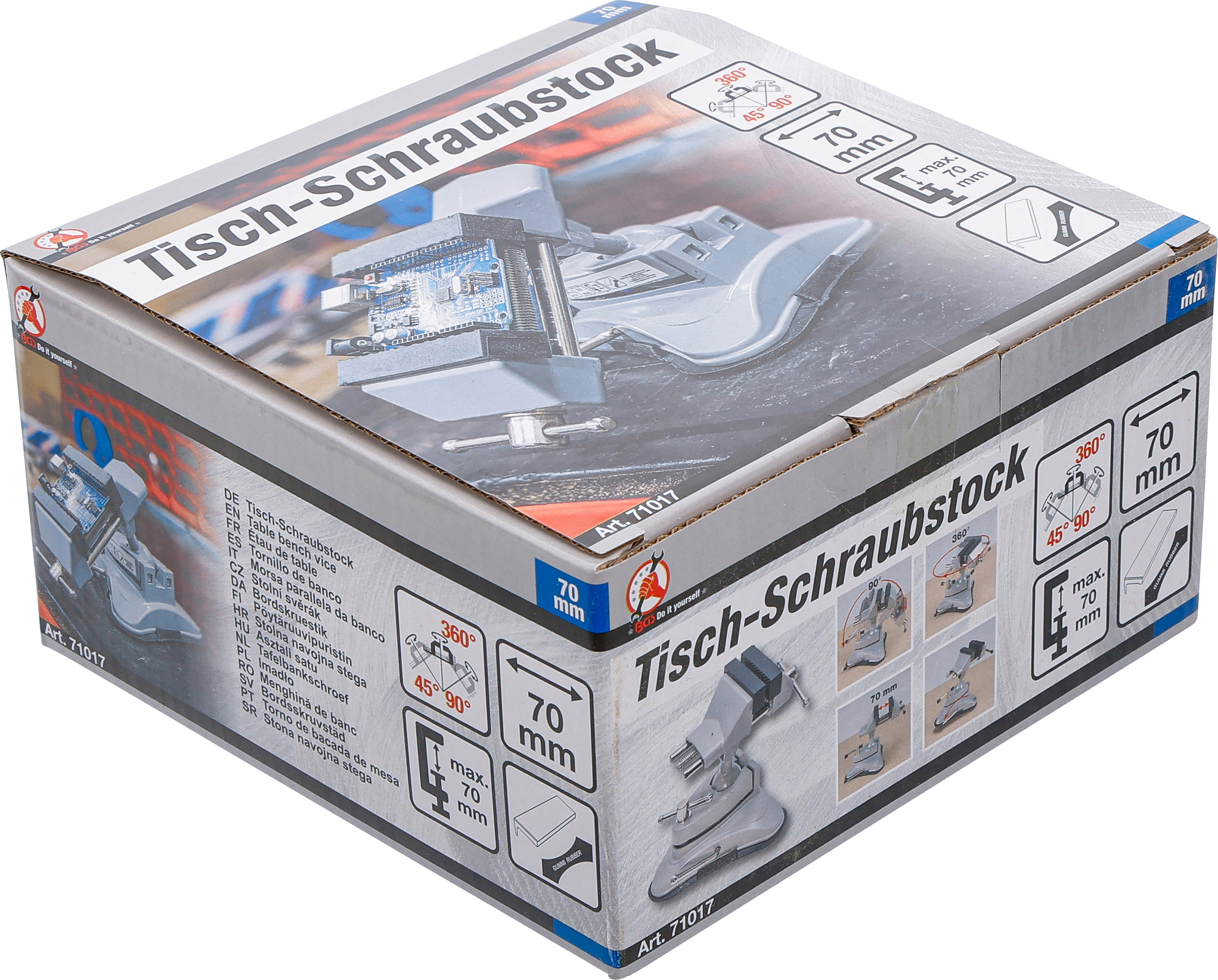 BGS Tisch-Schraubstock | schwenkbar | Backen 70 mm | mit Vakuum-Saugfuß