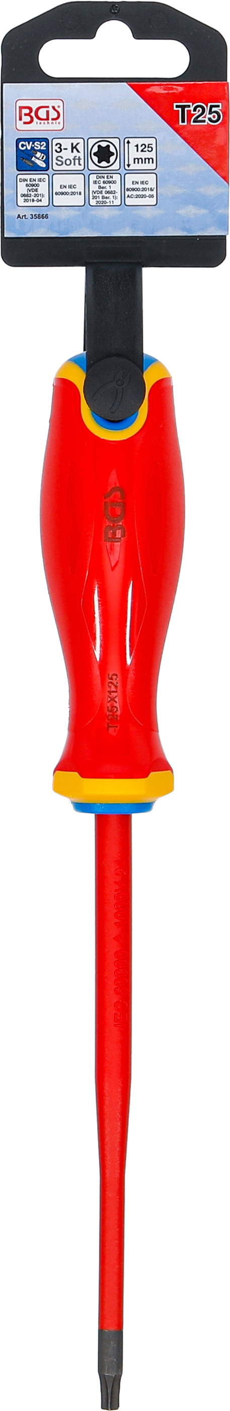 BGS VDE-Schraubendreher | extra dünne Spitze | T-Profil (für Torx) T25