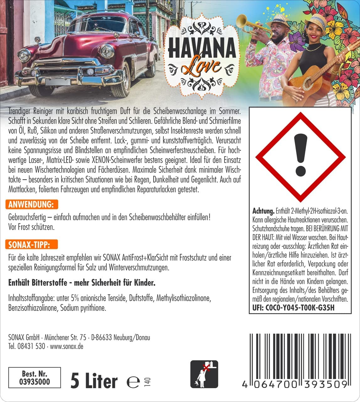 Sonax ScheibenReiniger gebrauchsfertig Havana Love 5 Liter