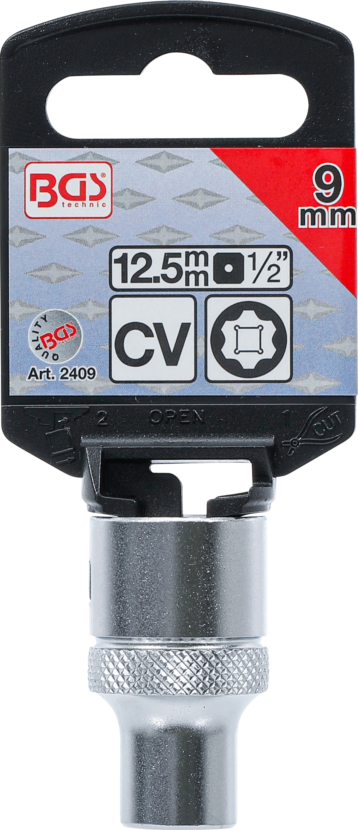 BGS Steckschlüssel-Einsatz Super Lock | Antrieb Innenvierkant 12,5 mm (1/2") | SW 9 mm