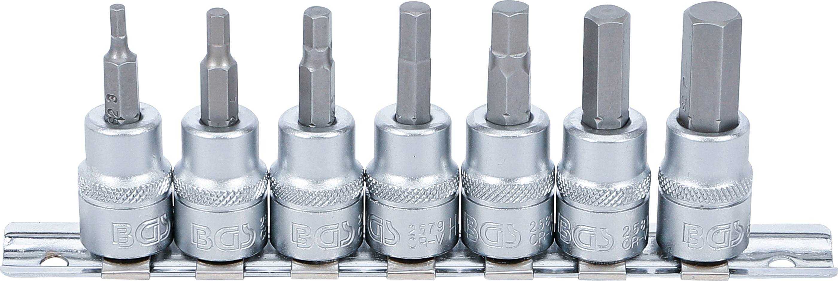 BGS Bit-Einsatz-Satz | Antrieb Innenvierkant 10 mm (3/8") | Innensechskant 3 - 10 mm | 7-tlg.