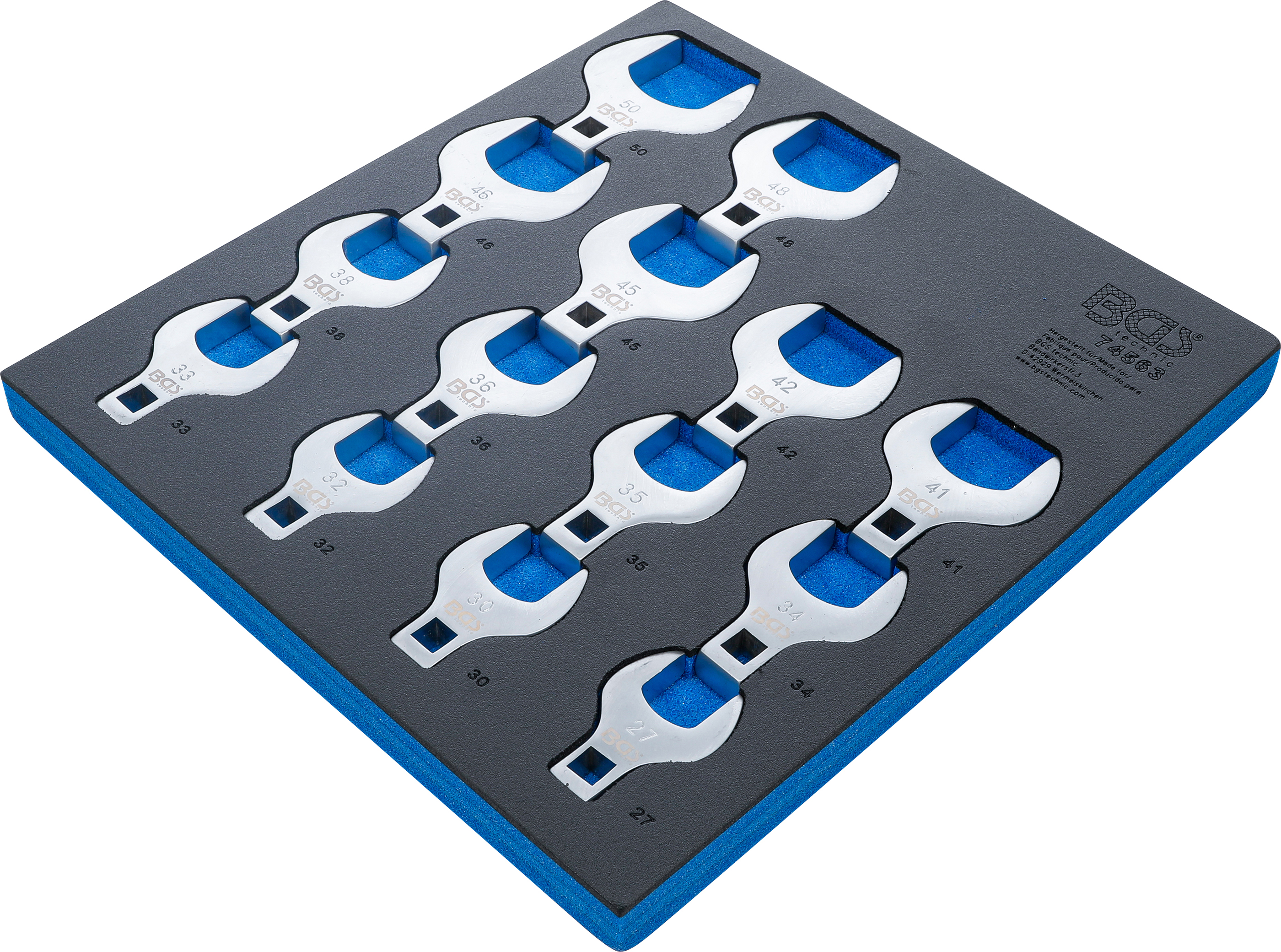 BGS Werkstattwageneinlage 2/3: Hahnenfußschlüssel-Satz | Antrieb Innenvierkant 12,5 mm (1/2") | 14-tlg.