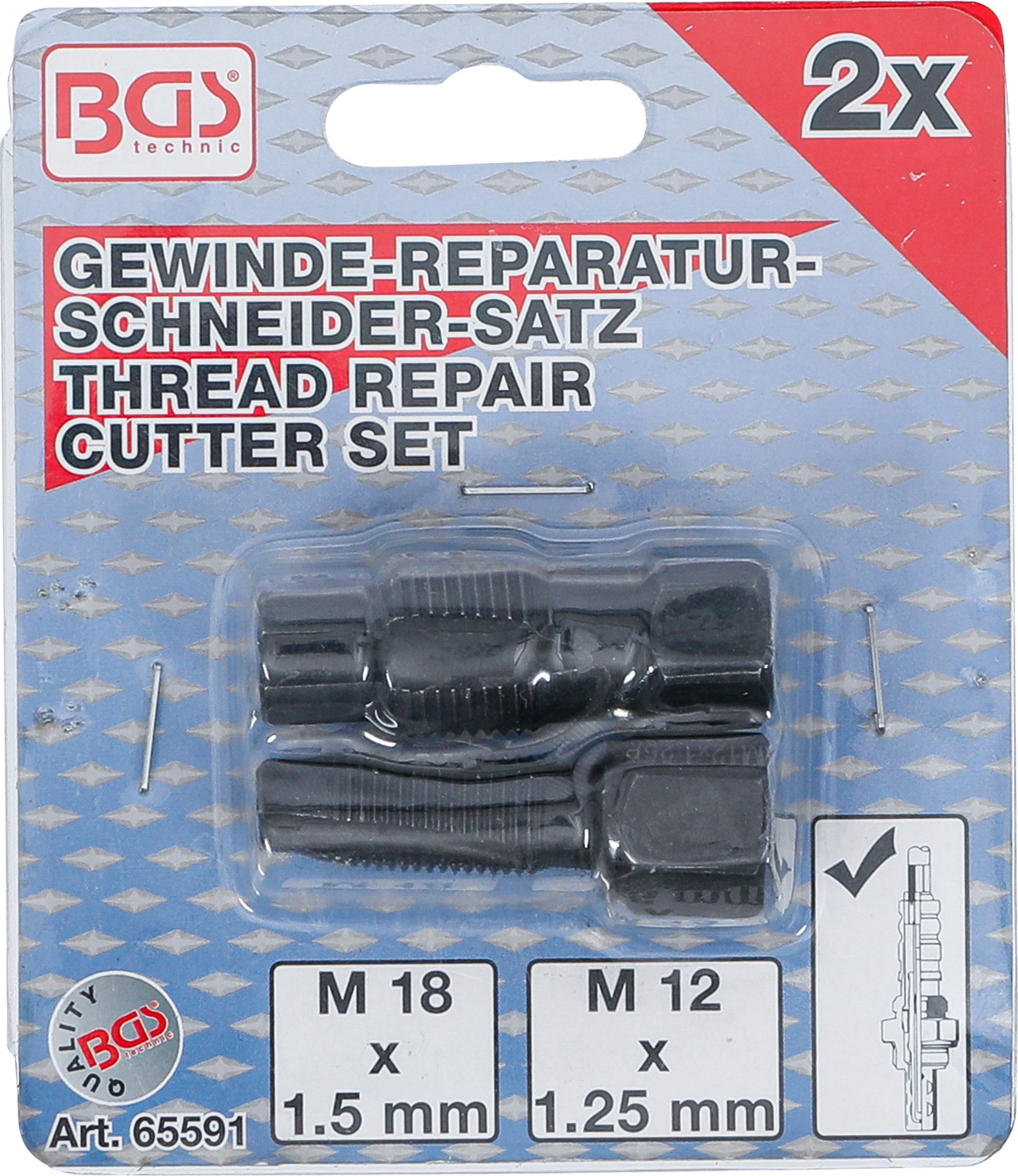 BGS Reparaturwerkzeug für Lambdasondengewinde | M18 x 1,5 mm | M12 x 1,25 mm | 2-tlg.