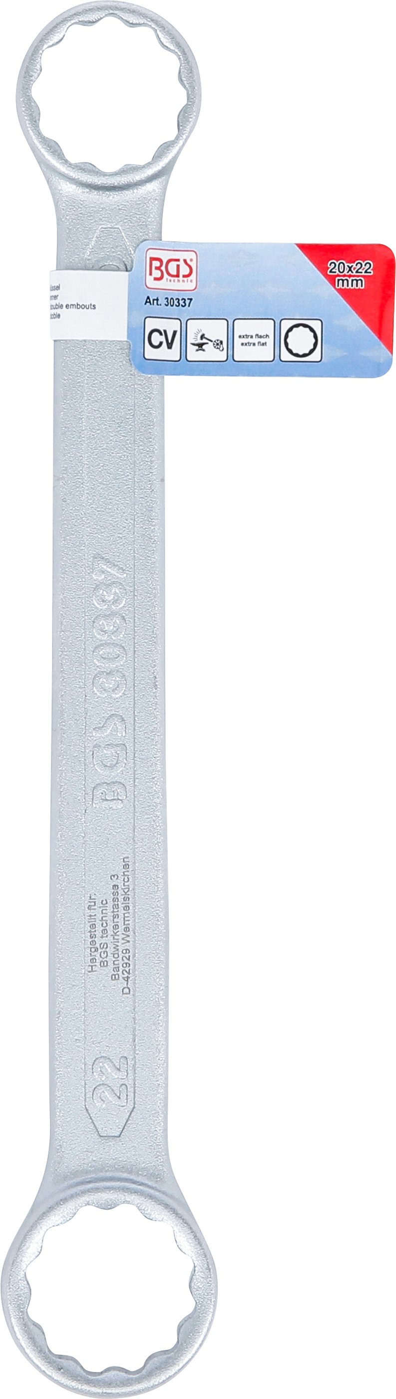 BGS Doppel-Ringschlüssel | extra flach | SW 20 x 22 mm