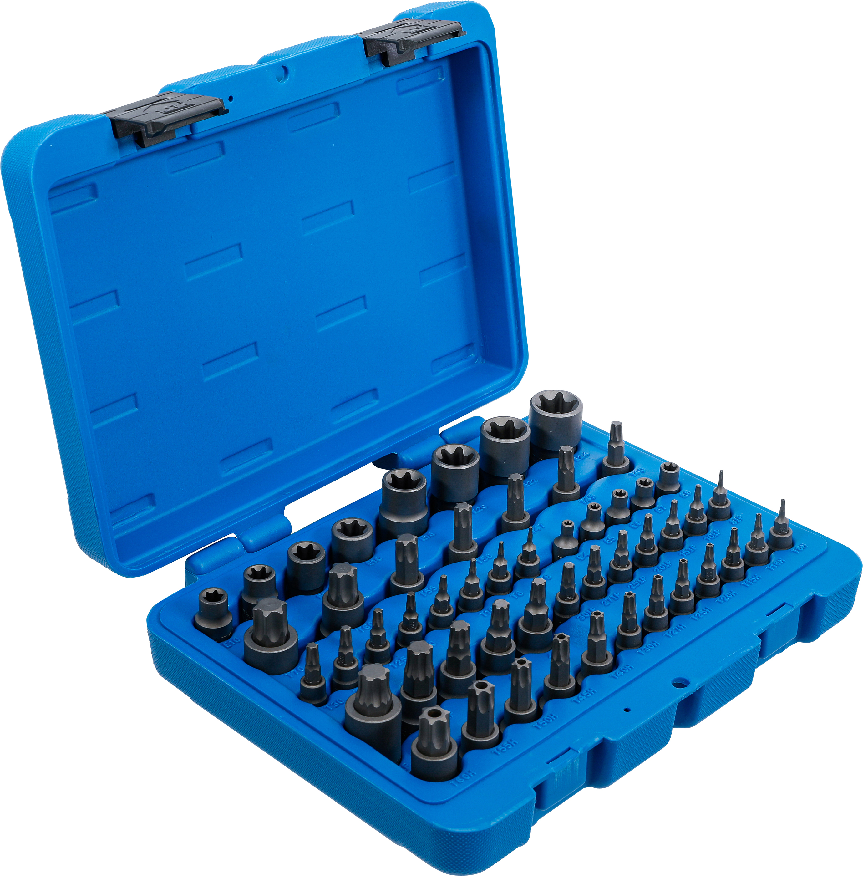 BGS Bit-Einsatz- und Steckschlüssel-Einsatz-Satz | E-Profil / T-Profil (für Torx) / T-Profil (für Torx) mit Bohrung / TP-Profil (für Torx Plus) | 52-tlg.