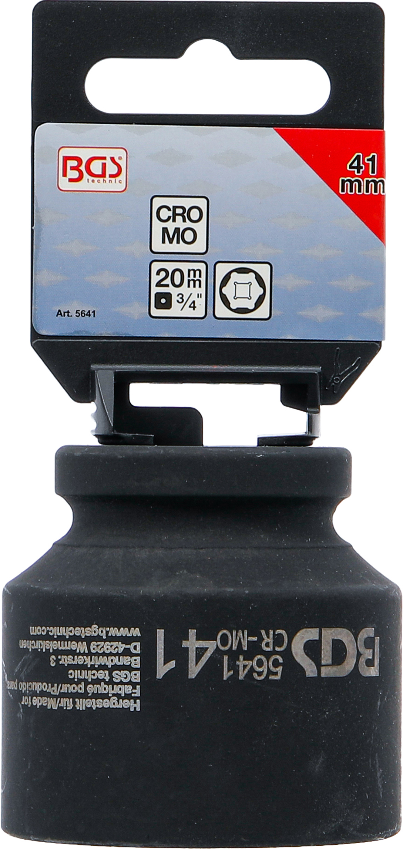 BGS Kraft-Steckschlüssel-Einsatz Sechskant | Antrieb Innenvierkant 20 mm (3/4") | SW 41 mm