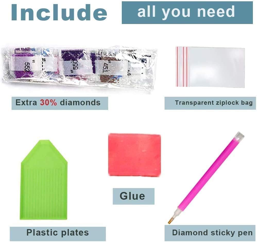 TINY FUN 5D DIY Diamantmalerei, komplettes Kreuzstich-Set, Diamantmalerei-Sets für Erwachsene, Strassstein-Stickerei, Diamantkunst