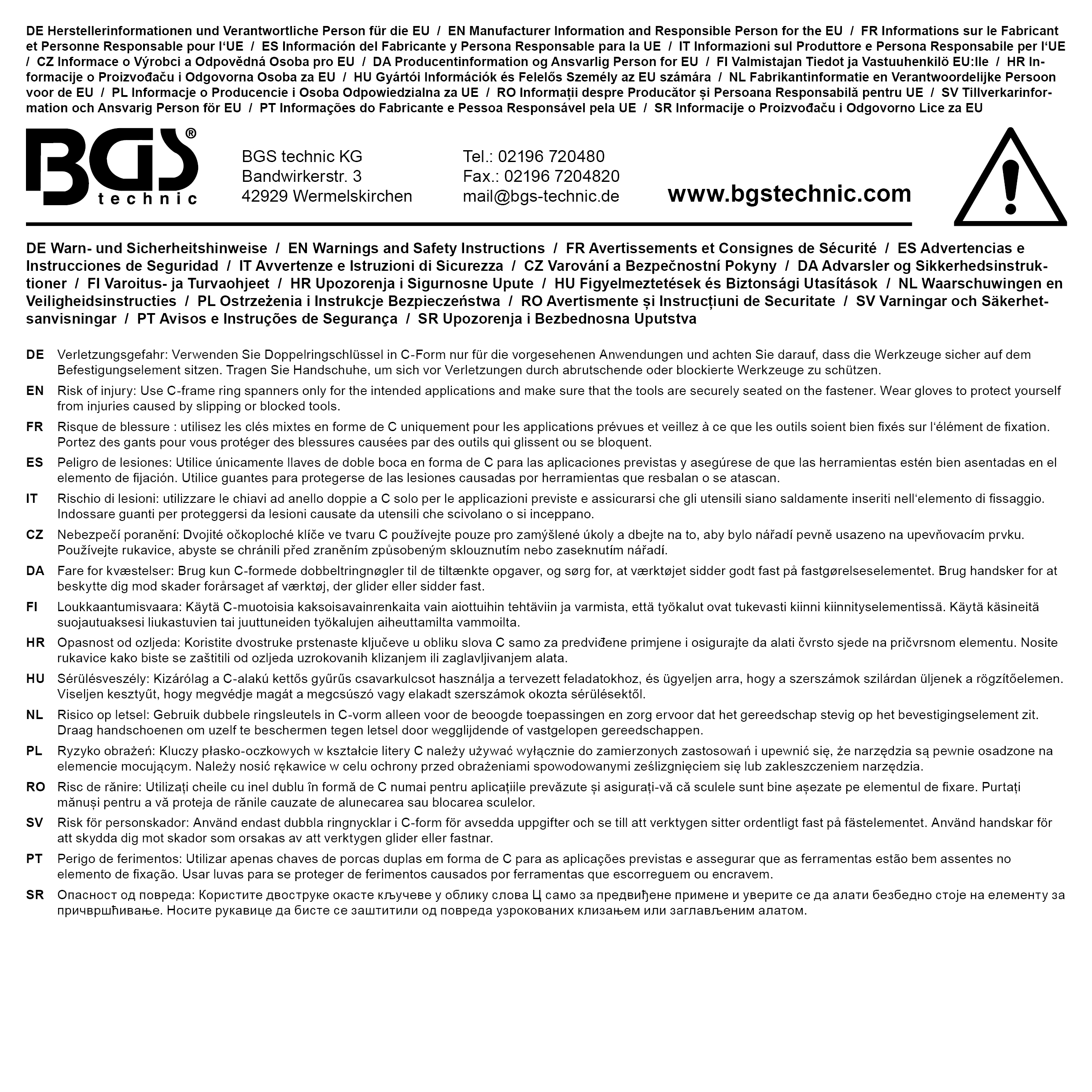 BGS C-Form Doppel-Ringschlüssel Zwölfkant | SW 14 x 15 mm